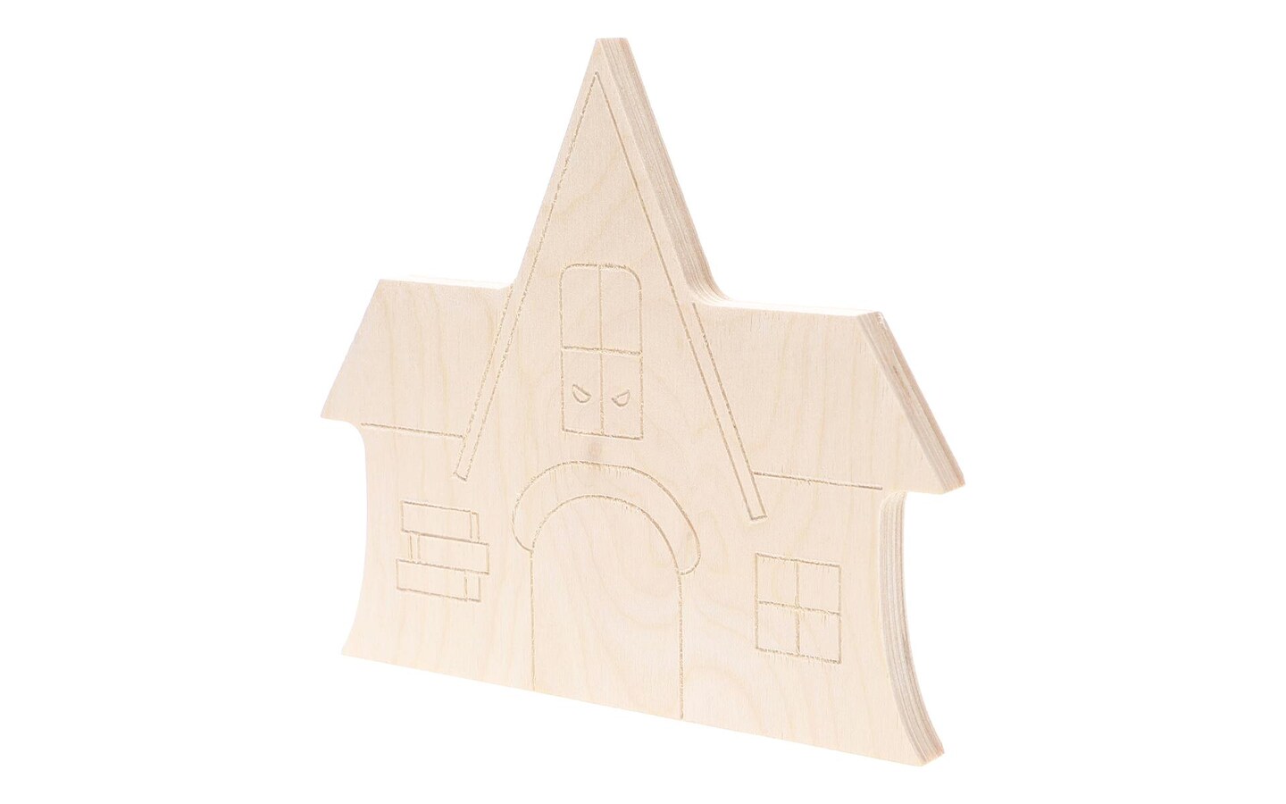 Good Wood Shape Haunted House 7.25x6.5&#x22;