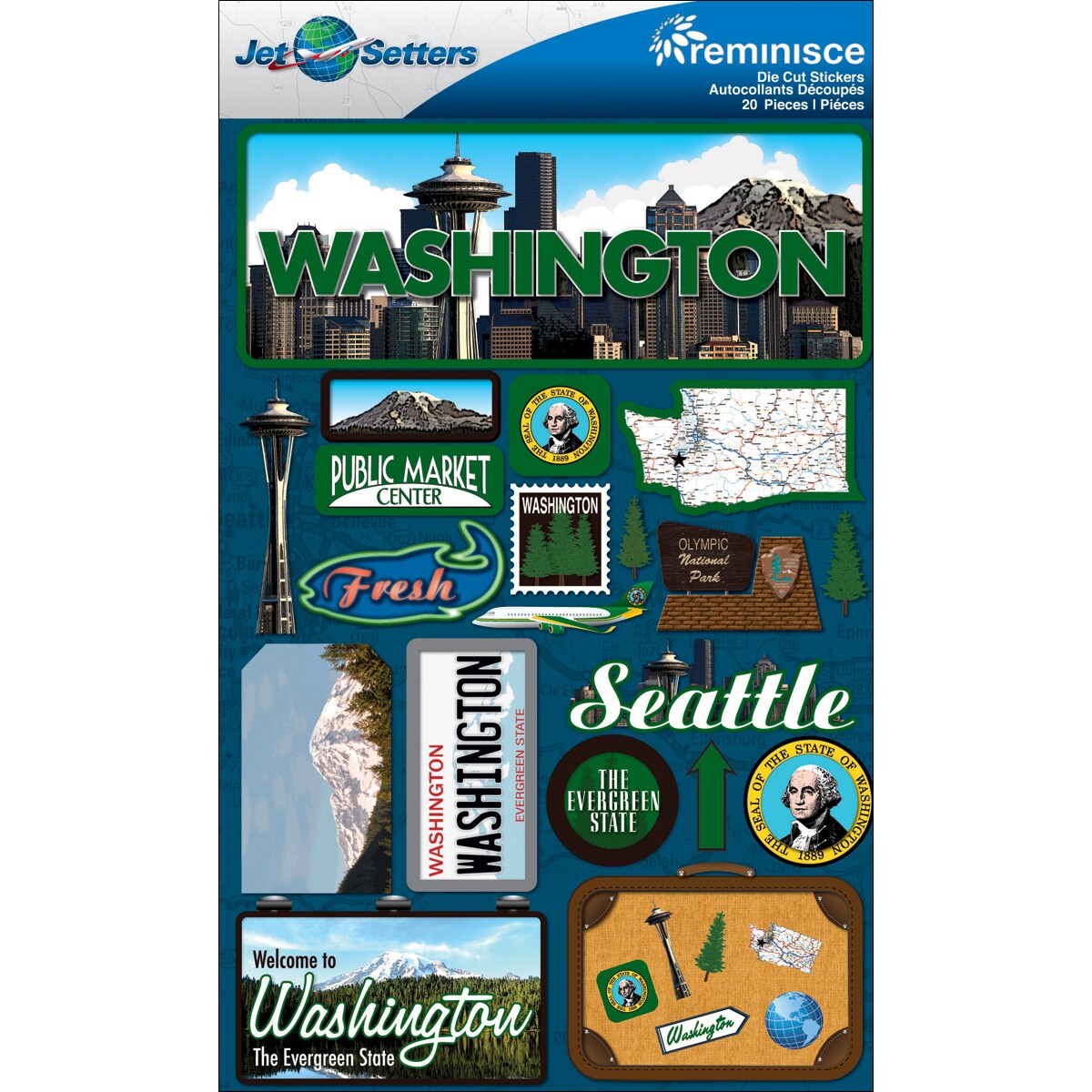 Reminisce Jet Setters State Dimensional Stickers 4.5"X7.5" Michaels