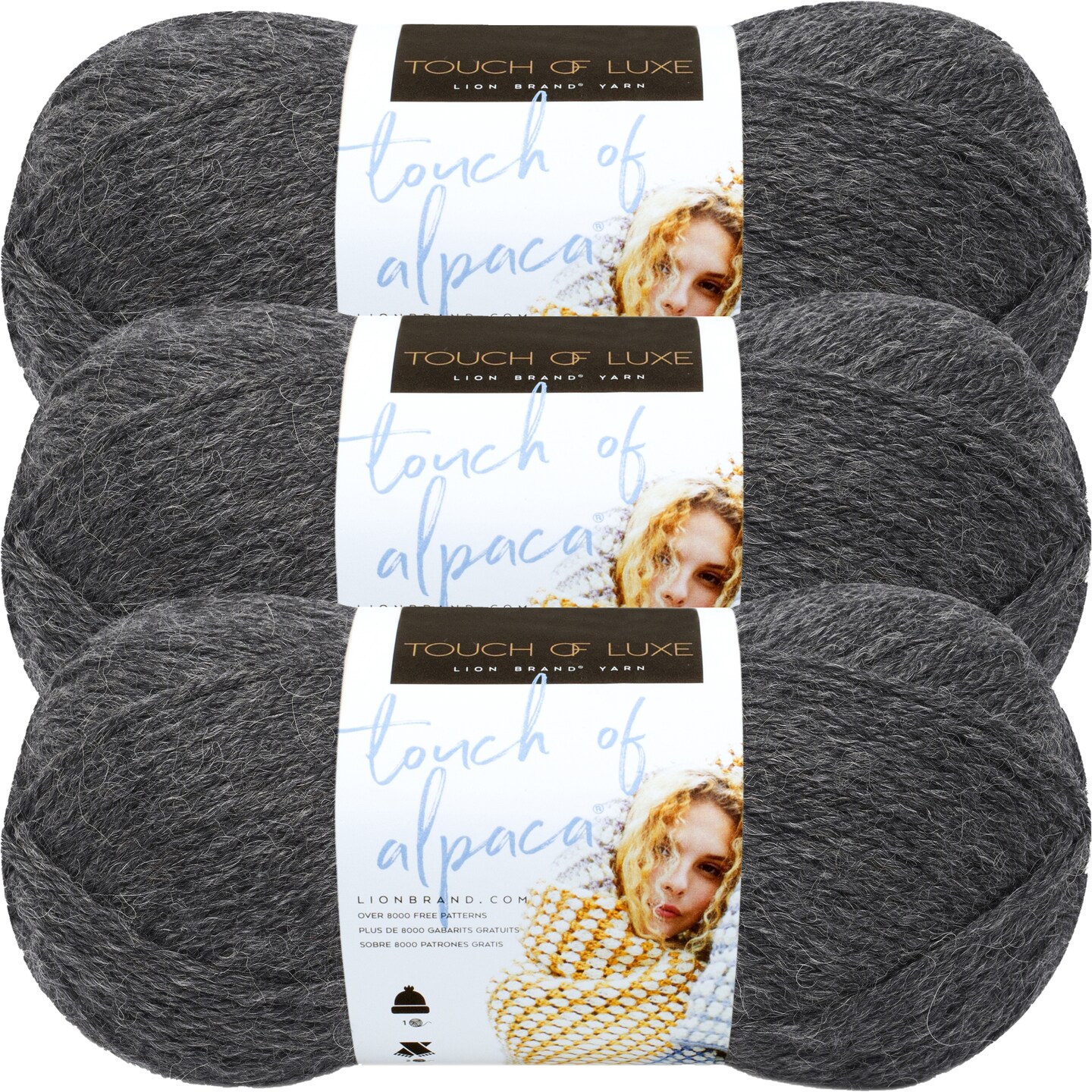 (3 Pack) Lion Brand Touch Of Alpaca Yarn - Charcoal