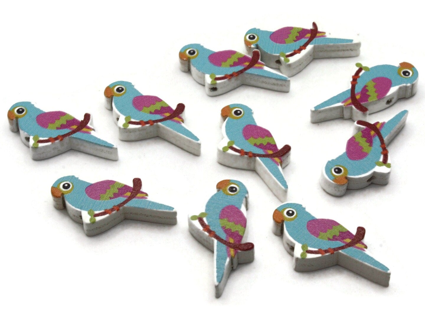 10 31mm Blue Wooden Parrot Beads