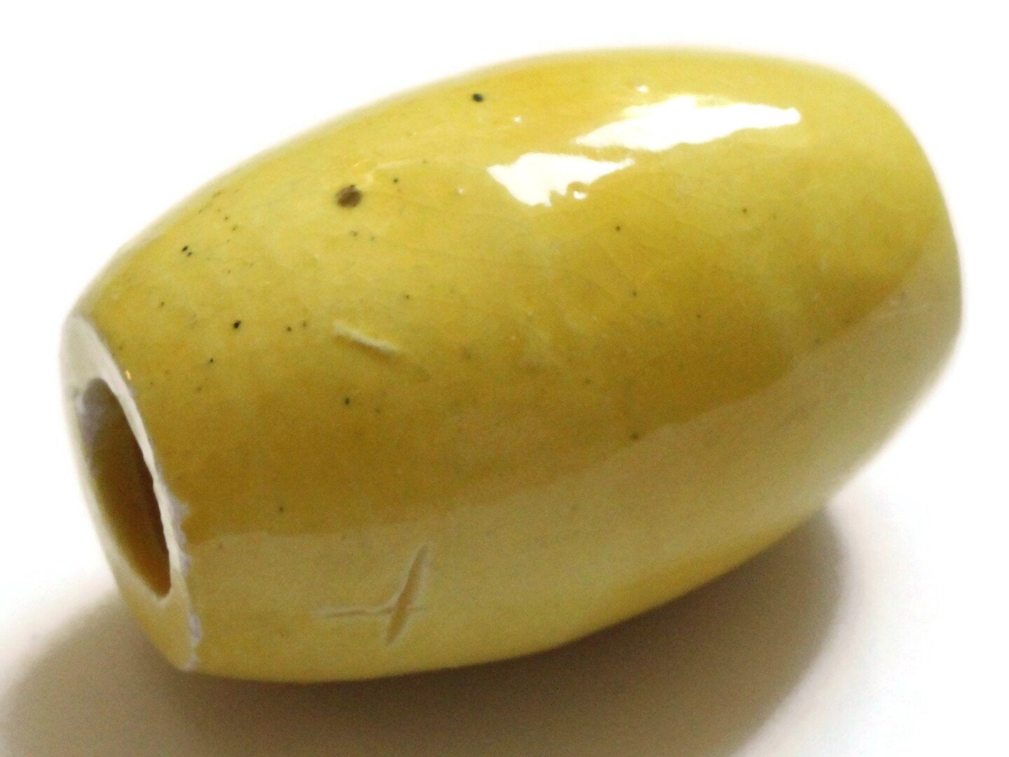 42mm Yellow Vintage Ceramic Porcelain Barrel Beads