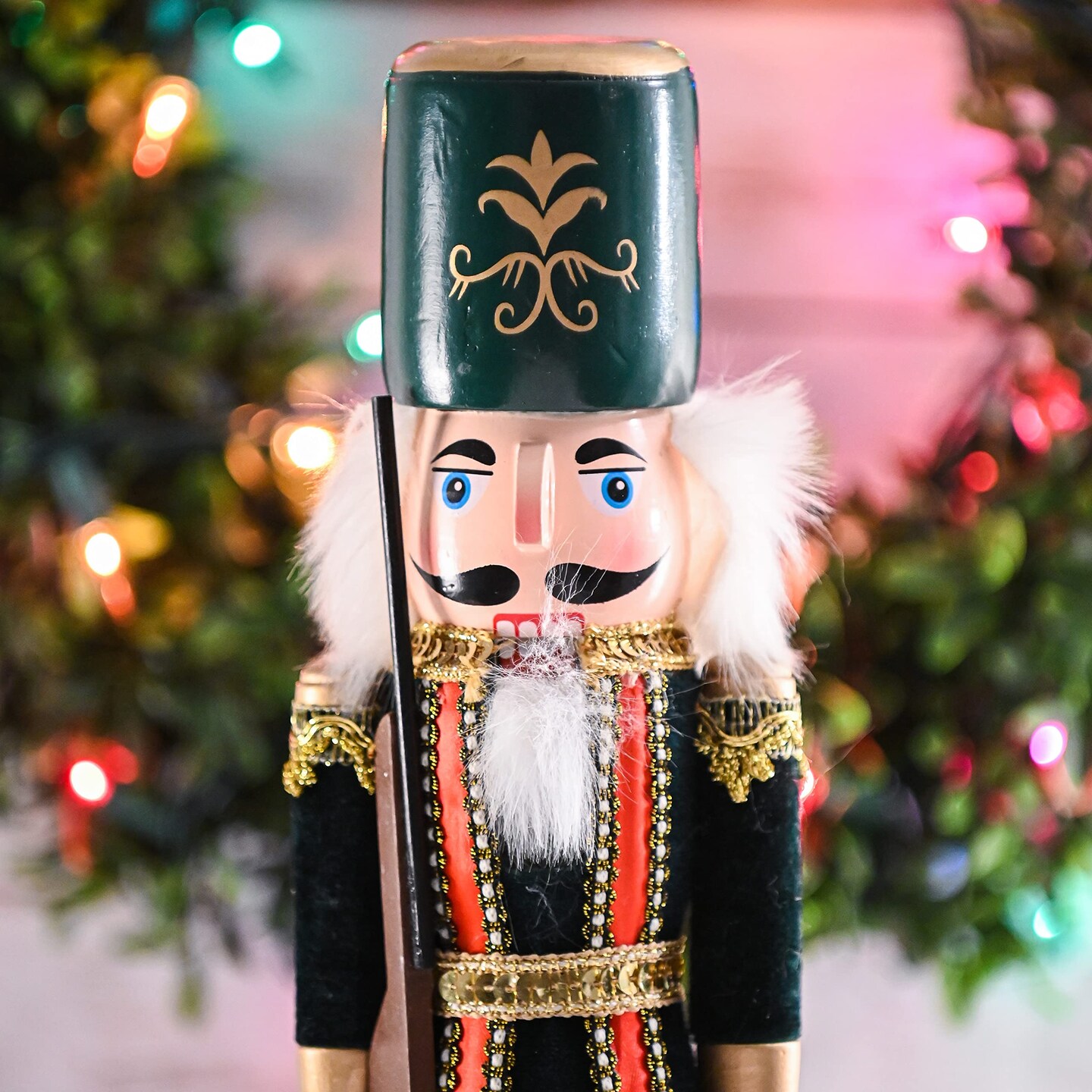 Ornativity Christmas Toy Soldier Nutcracker &#x2013; Red and Black Wooden Nutcracker Soldier with a Rifle Gun Xmas Themed Holiday Nut Cracker Doll Figure Decorations
