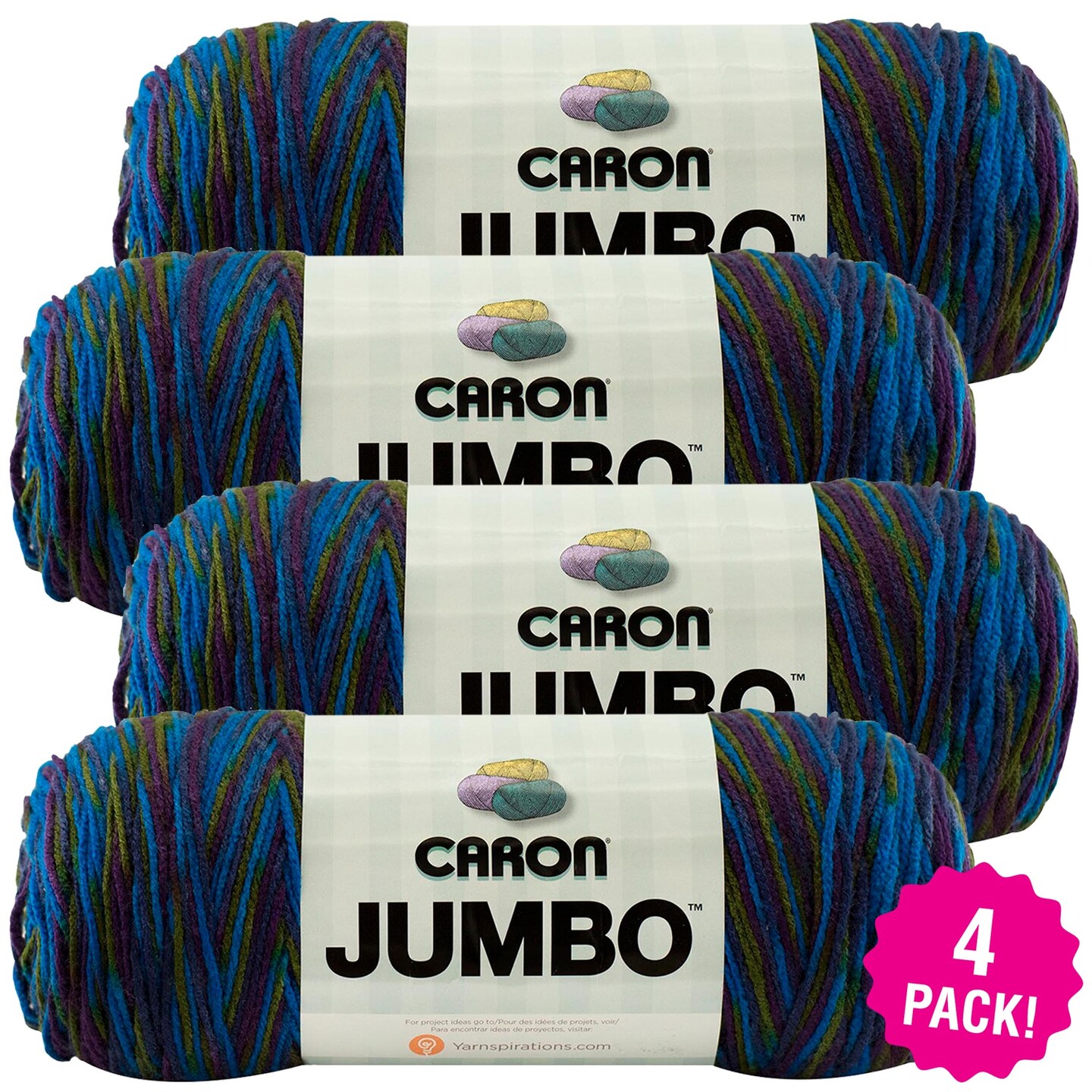 Multipack of 4 - Caron Jumbo Print Yarn-Peacock