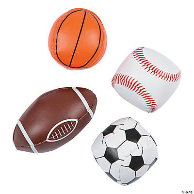 Fun express sport squish balls - soccer ball, baseball, football and basketball shapes