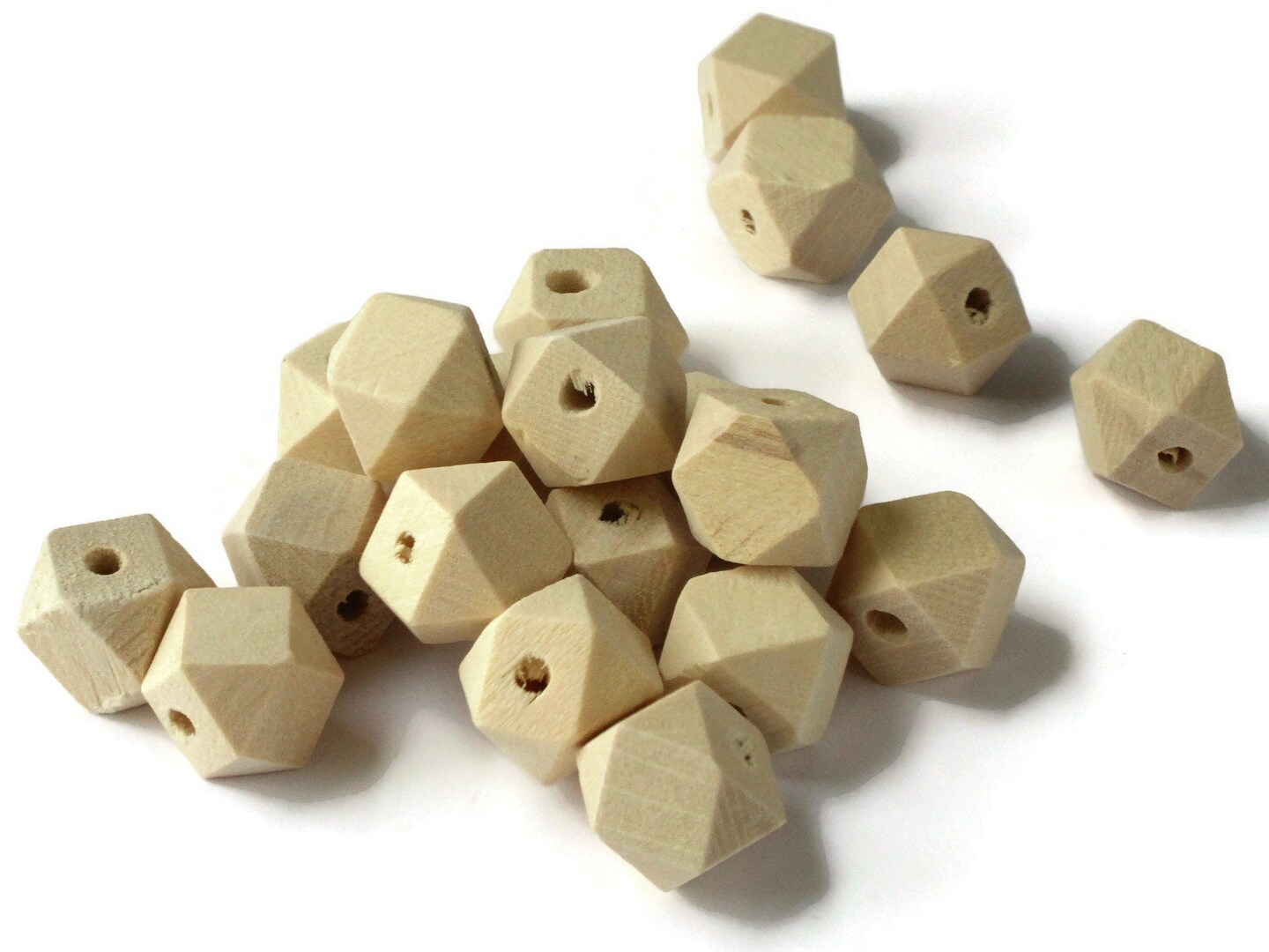 20 12mm Faceted Cube Raw Wood Beads Light Brown Wooden Beads