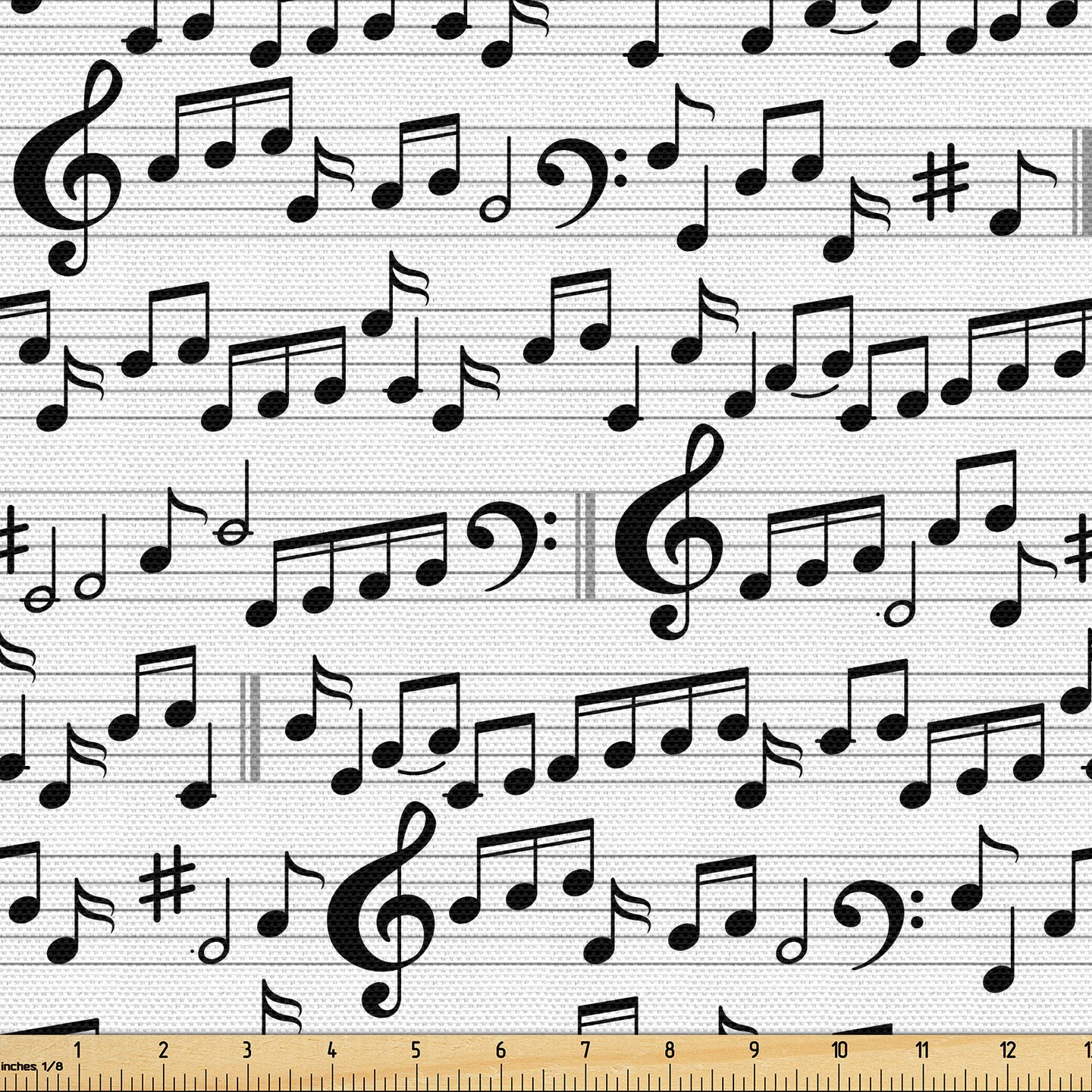Ambesonne Music Fabric by the Yard, Abstract Style Professional Pattern Notes and Clef Sheet Play Writing Print, Decorative Fabric for Upholstery and Home Accents, 1 Yard, Black White