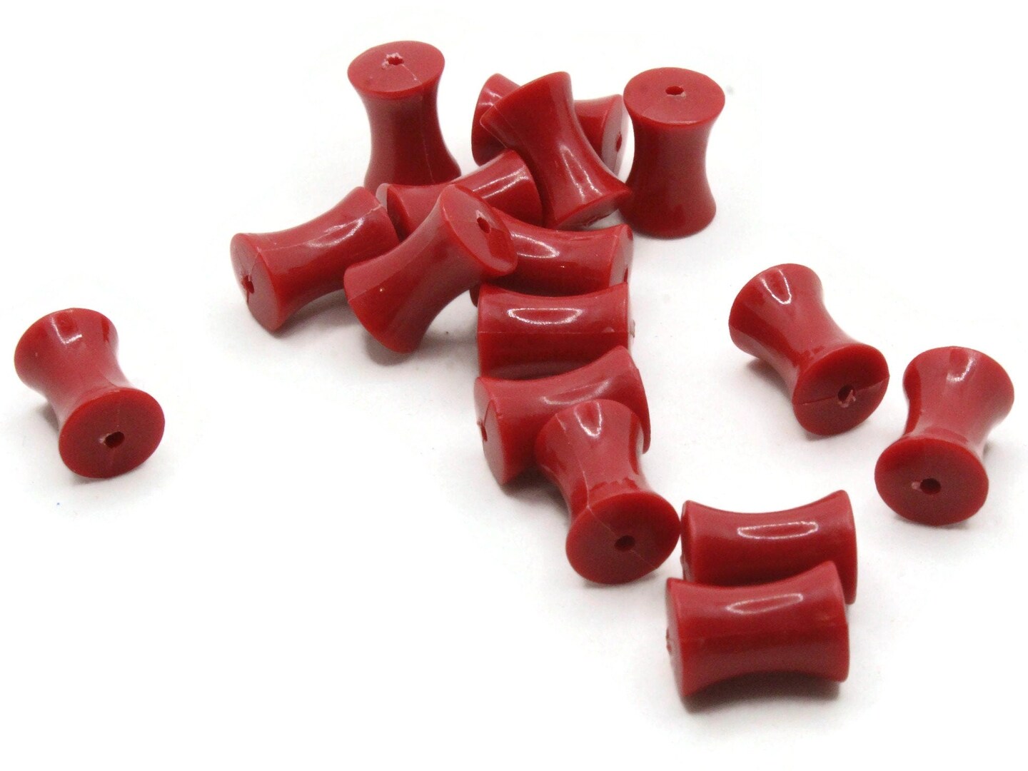 16 15mm Red Hourglass Tapered Tube Vintage Plastic Beads