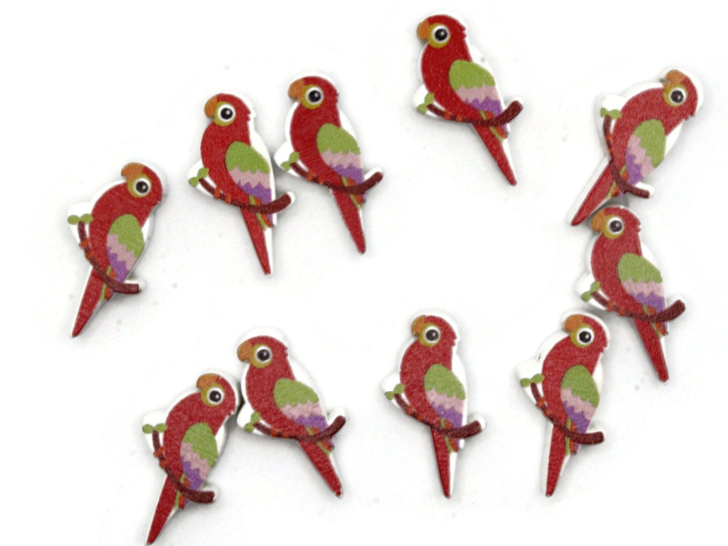 10 31mm Red Wooden Parrot Beads