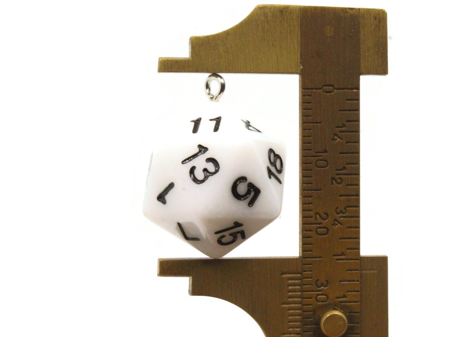 2 20mm White Resin D20 20 Sided Dice Charms