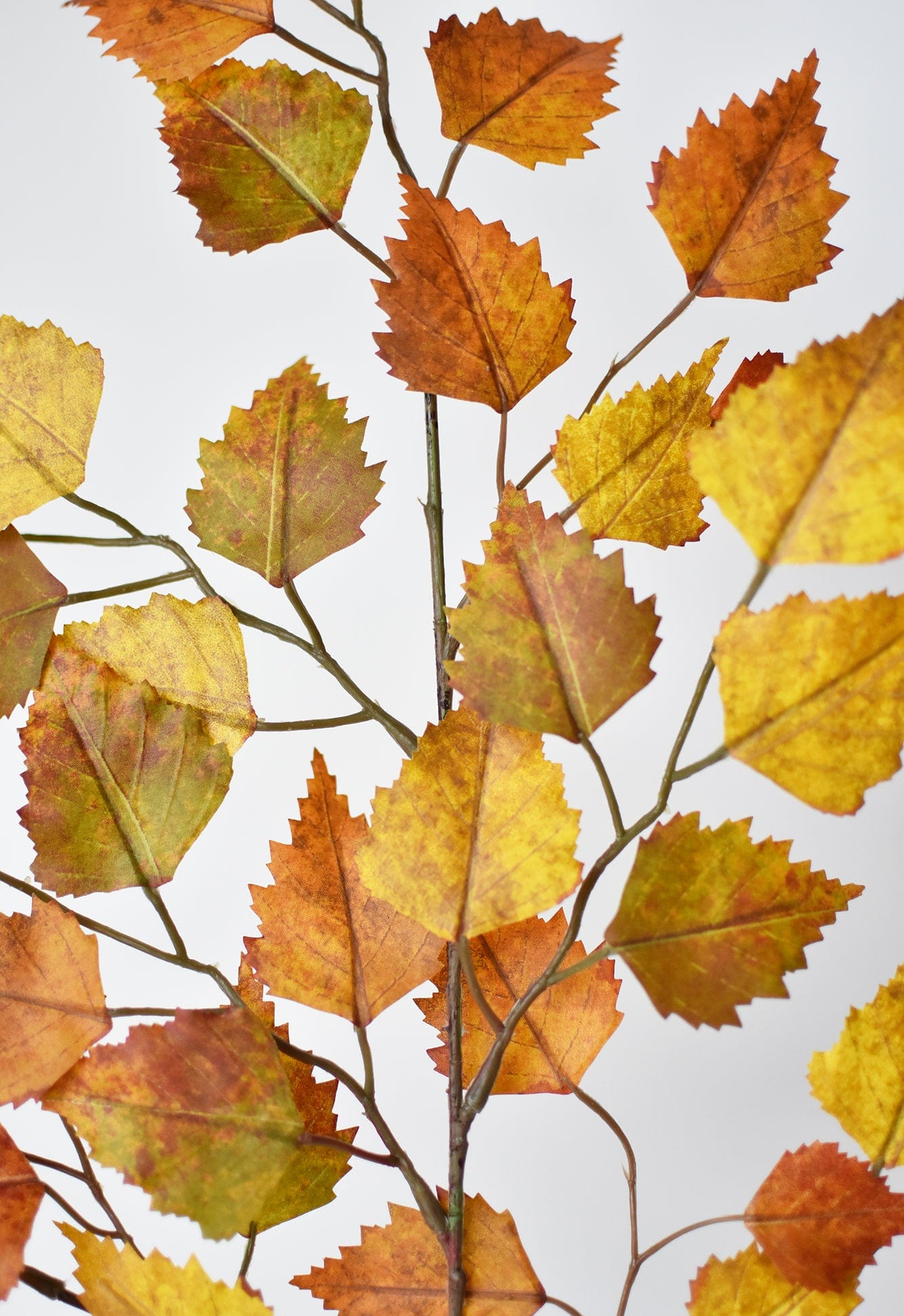 26&#x22; Faux Birch Leaf Stem Orange / Mustard / Yellow