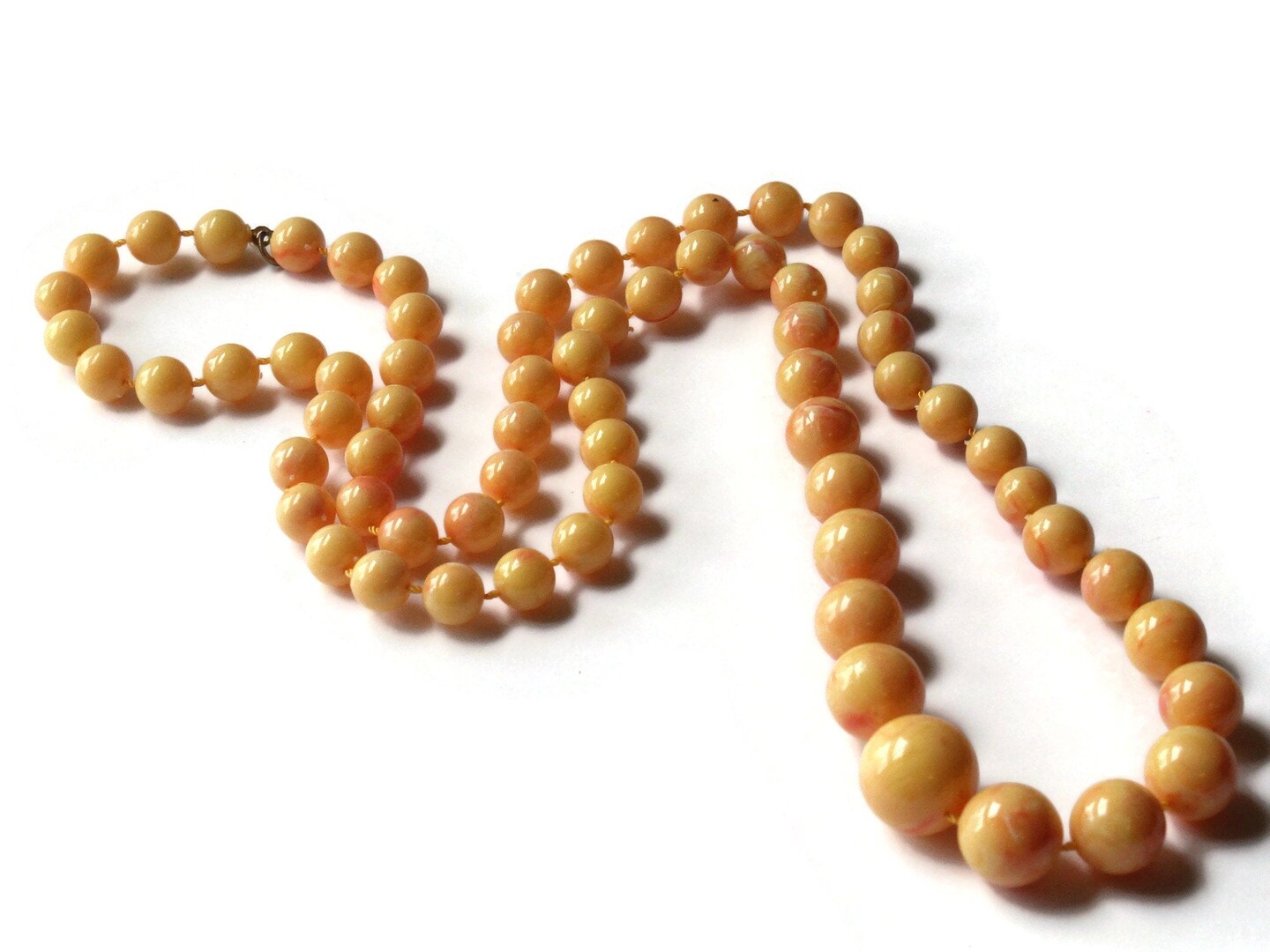 28 Inch Vintage Yellow and Red Necklace Uncirculated New Old Stock Necklace