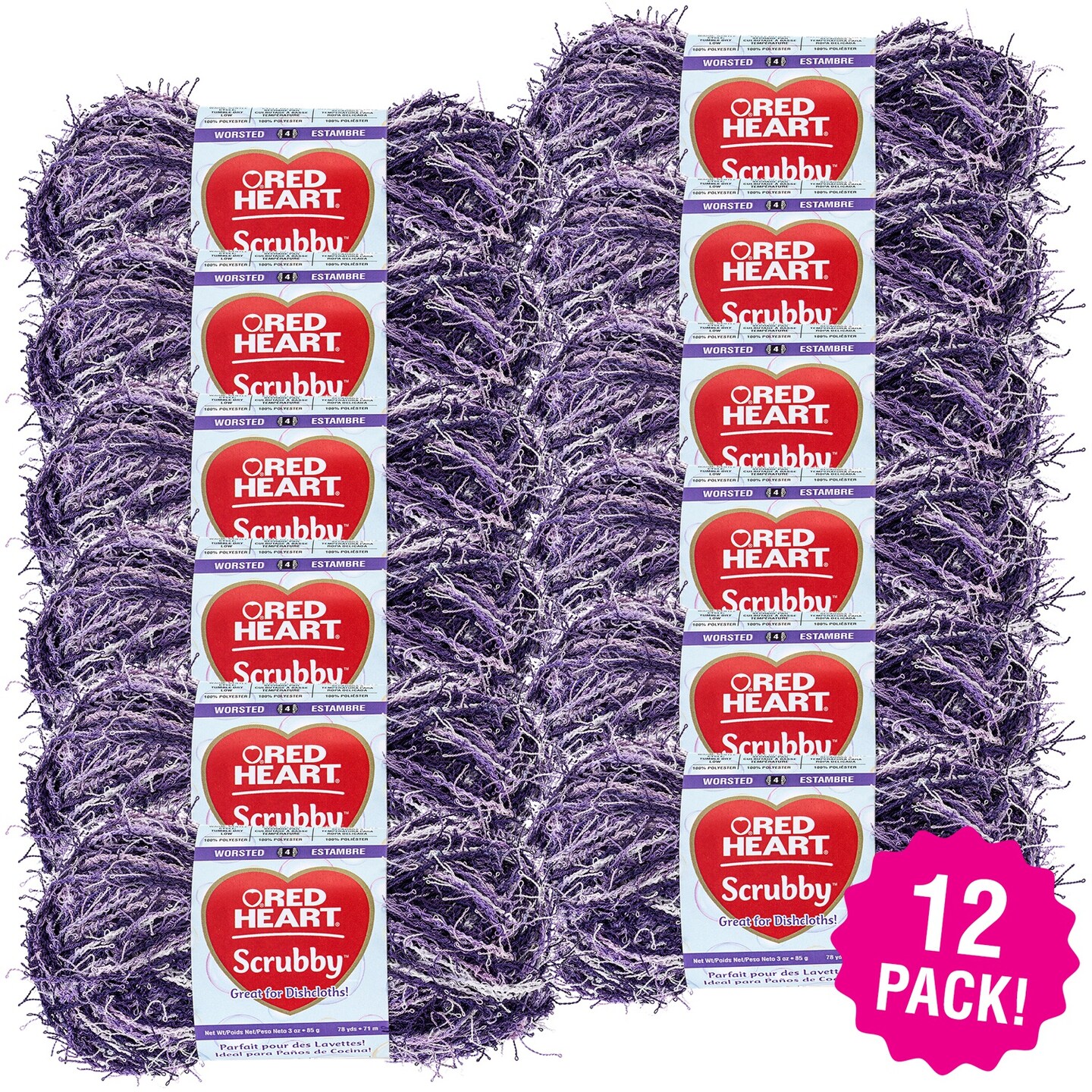 Multipack of 12 - Red Heart Scrubby Yarn-Jelly