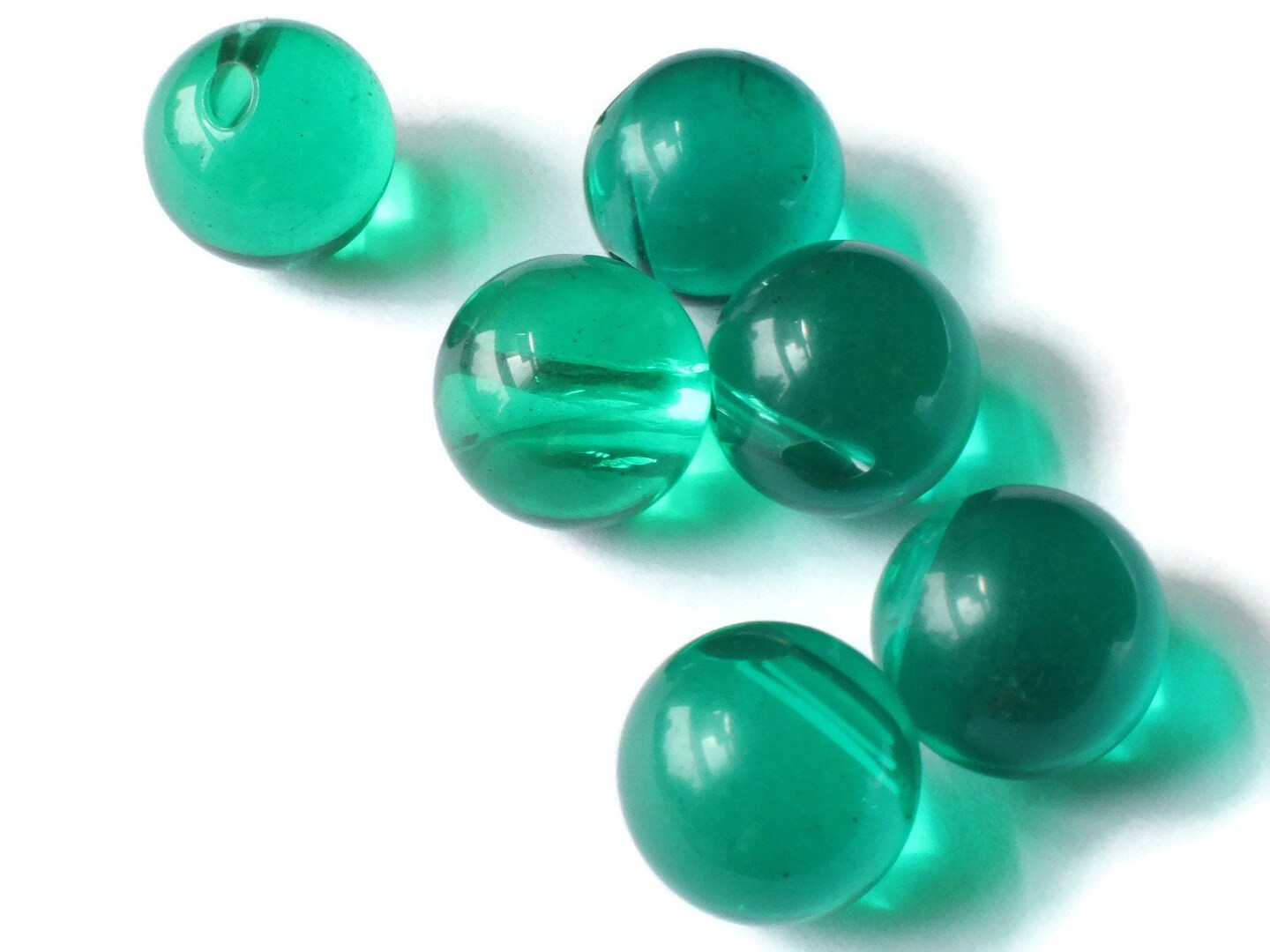 6 16mm 5/8 Inch Clear Green Ball Buttons Vintage Lucite Buttons