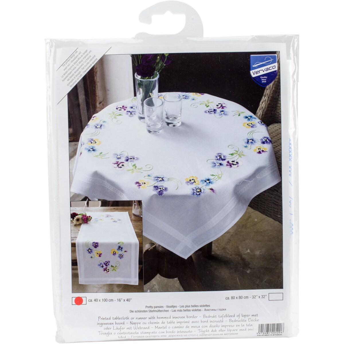 Vervaco Stamped Table Runner Cross Stitch Kit 16&#x22;X40&#x22;-Pretty Pansies