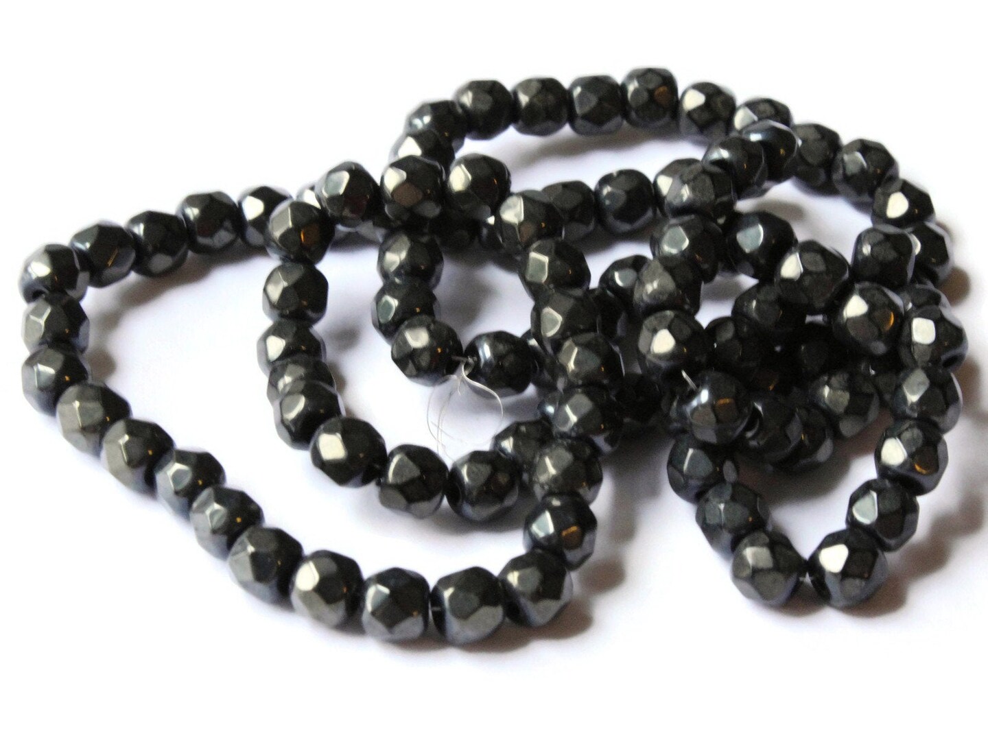 95 5.5mm Black Crystal Glass Faceted Round Beads