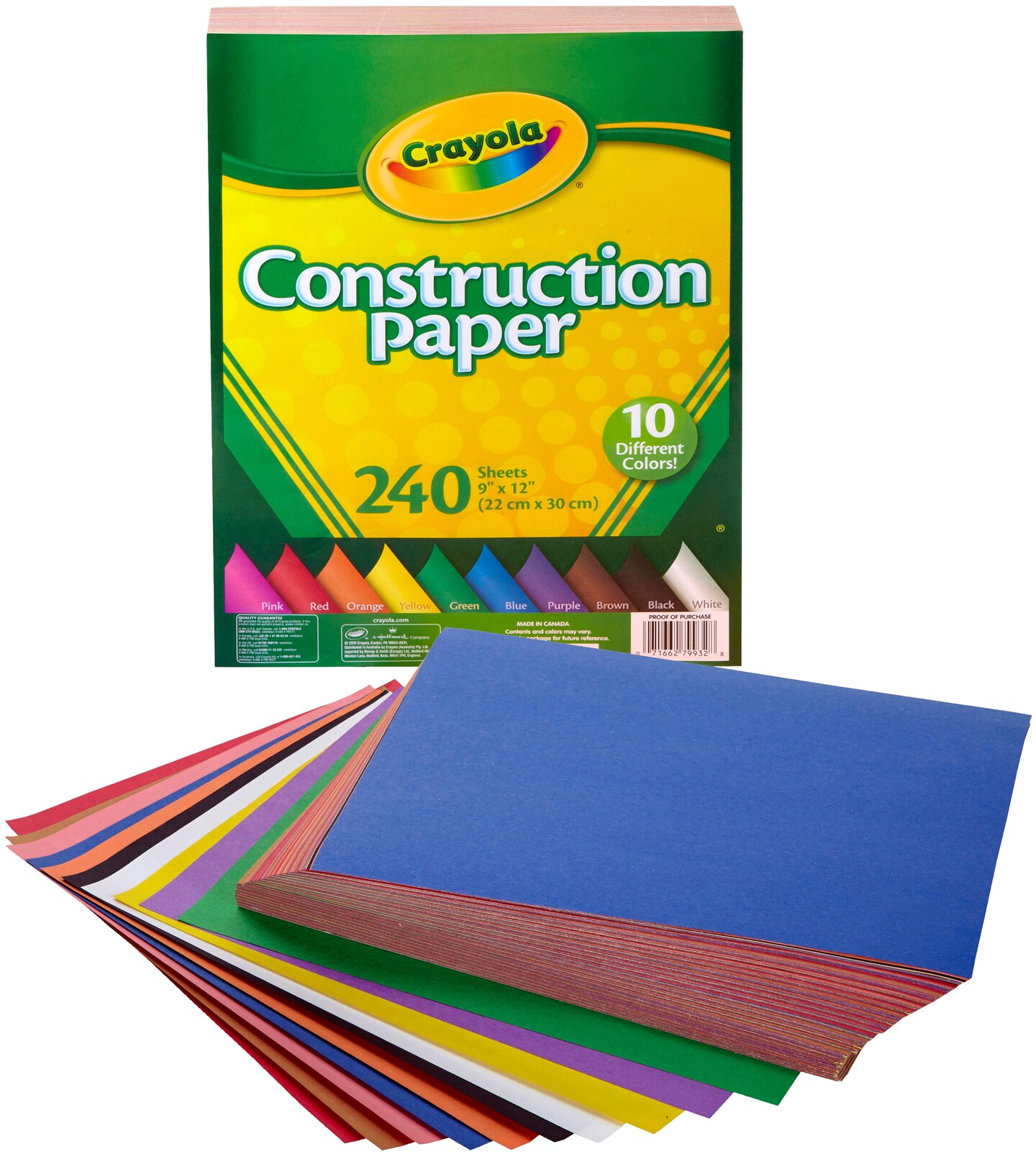 Multipack of 12 - Crayola Construction Paper Pad 9"X12"-240 Sheets