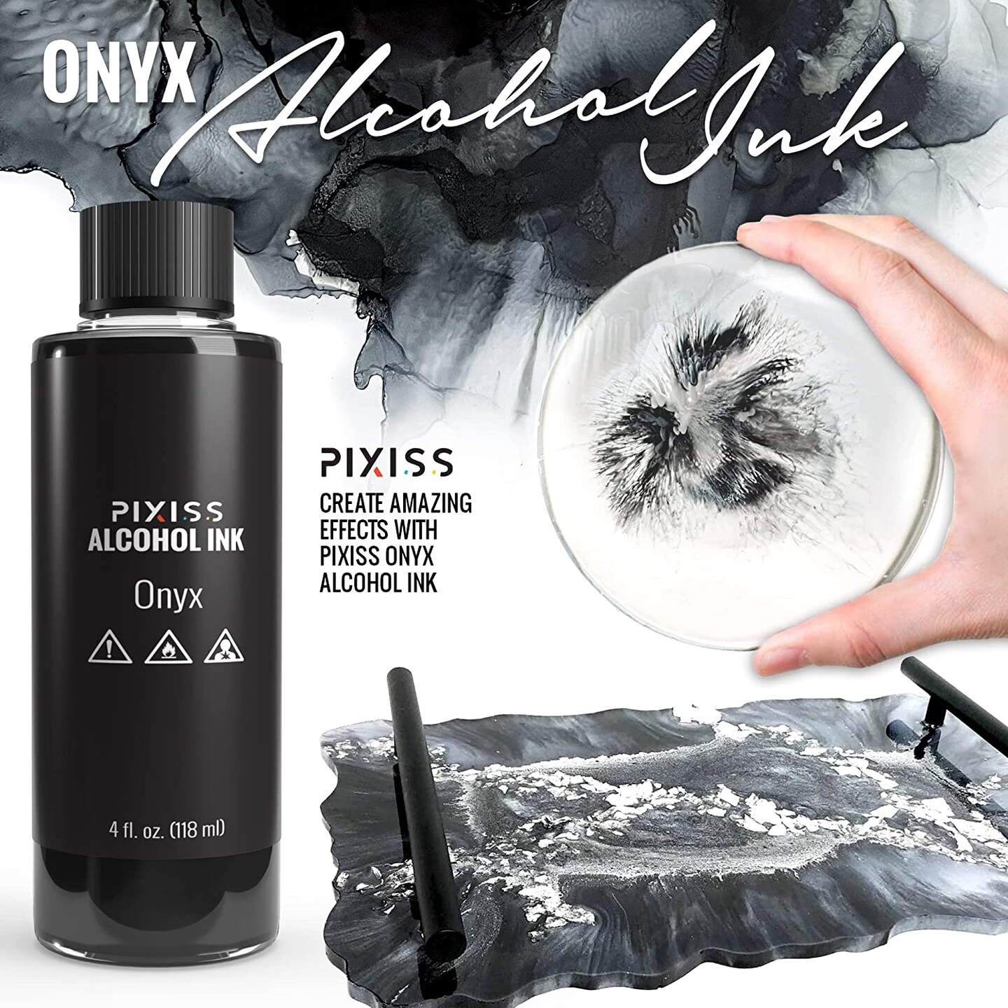 Metallic Alcohol Ink Silver Color 4-Ounce For Epoxy Resin, Tumblers