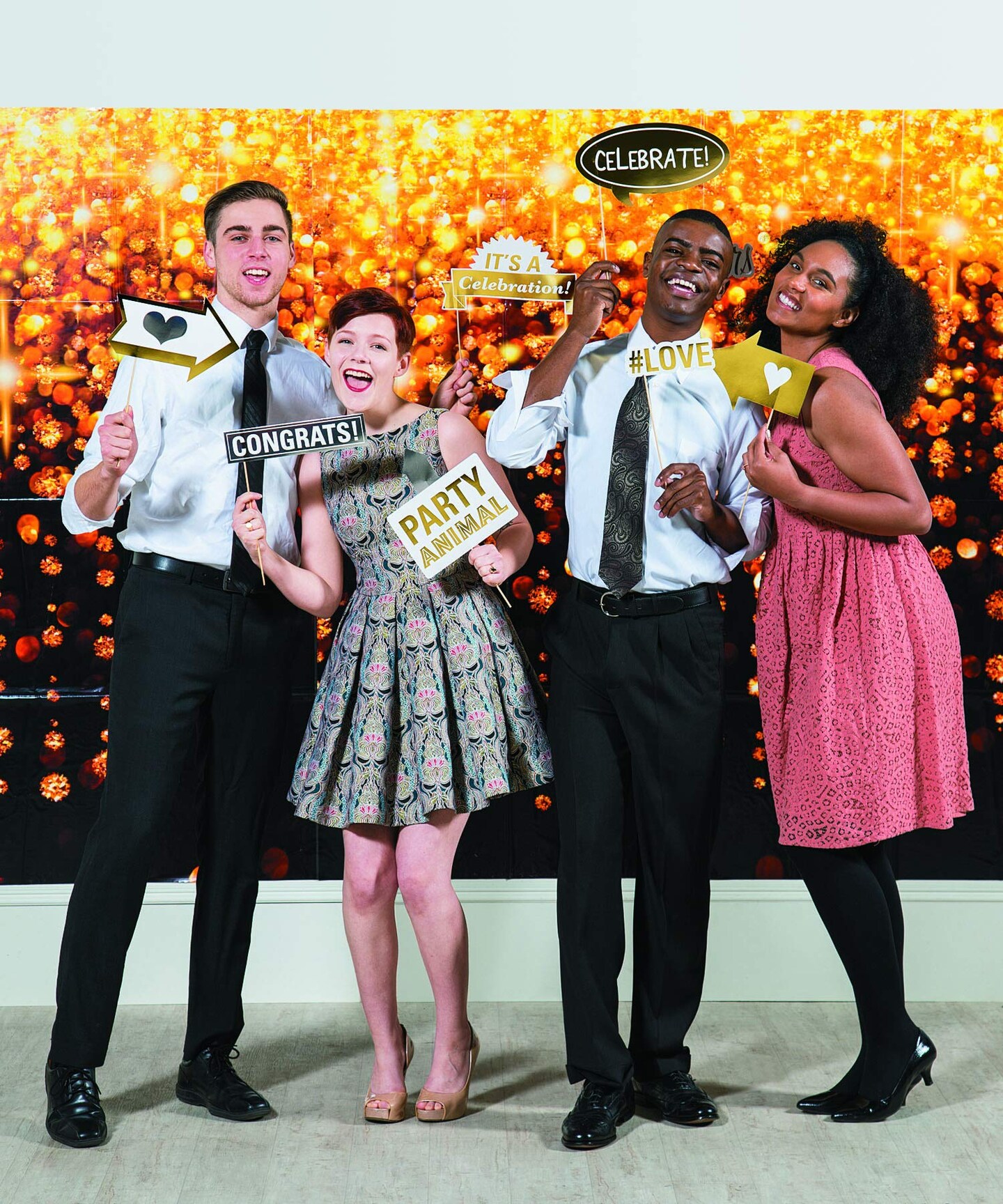 Celebration Lights Backdrop Banner for Christmas (3 Panels Make Backdrop 9' wide x 6' tall) DIY Photo Booths, Christmas Parties, Wedding Reception, Birthday Parties, New Year's Eve, Events and More!