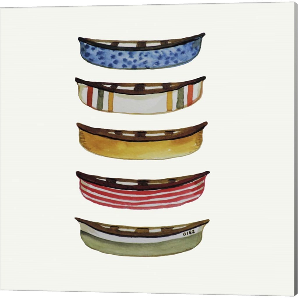 Canoe &#x26; Paddle by Sylvie Demers 14&#x22; x 14&#x22; Canvas Wall Art (Set of 2)