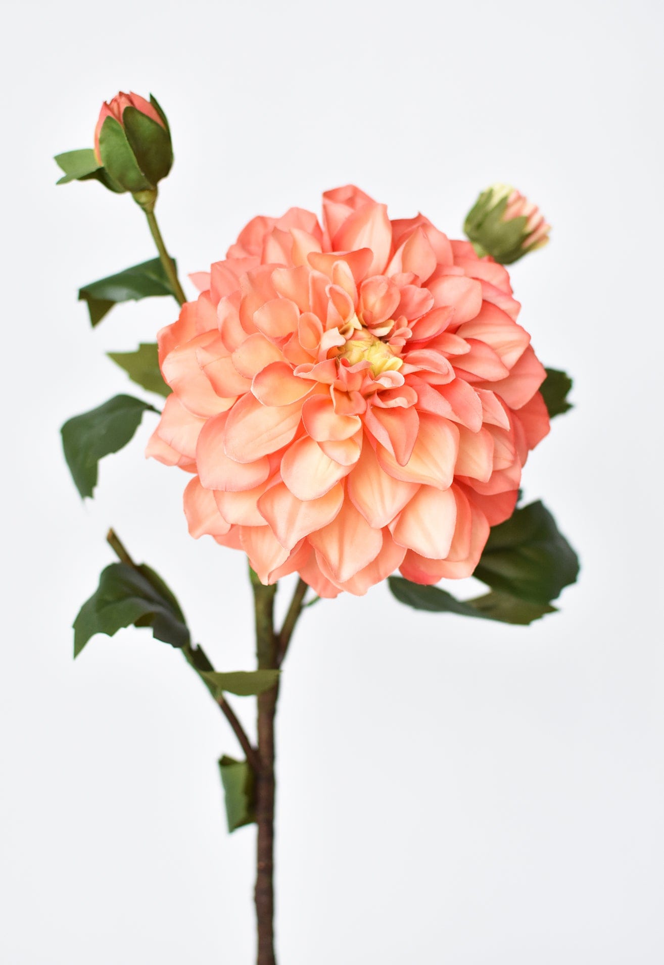 23.5&#x22; Faux Coral Dahlia w/Bud Stem