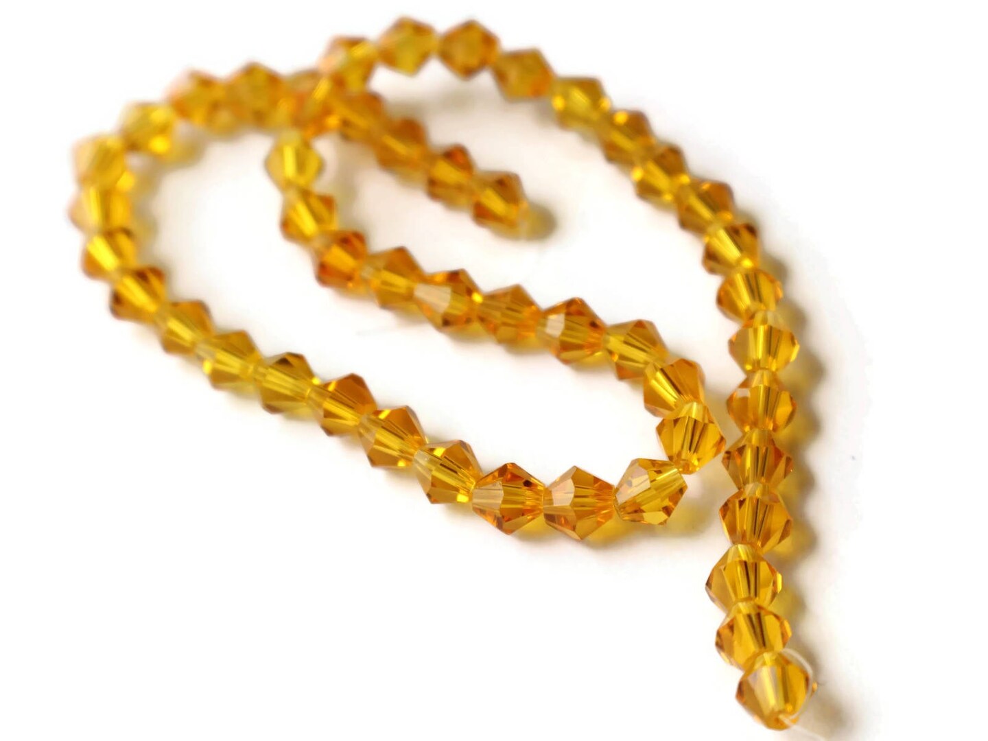 50 6mm Orange Crystal Beads Faceted Bicone Beads Full Strand Spacer Beads