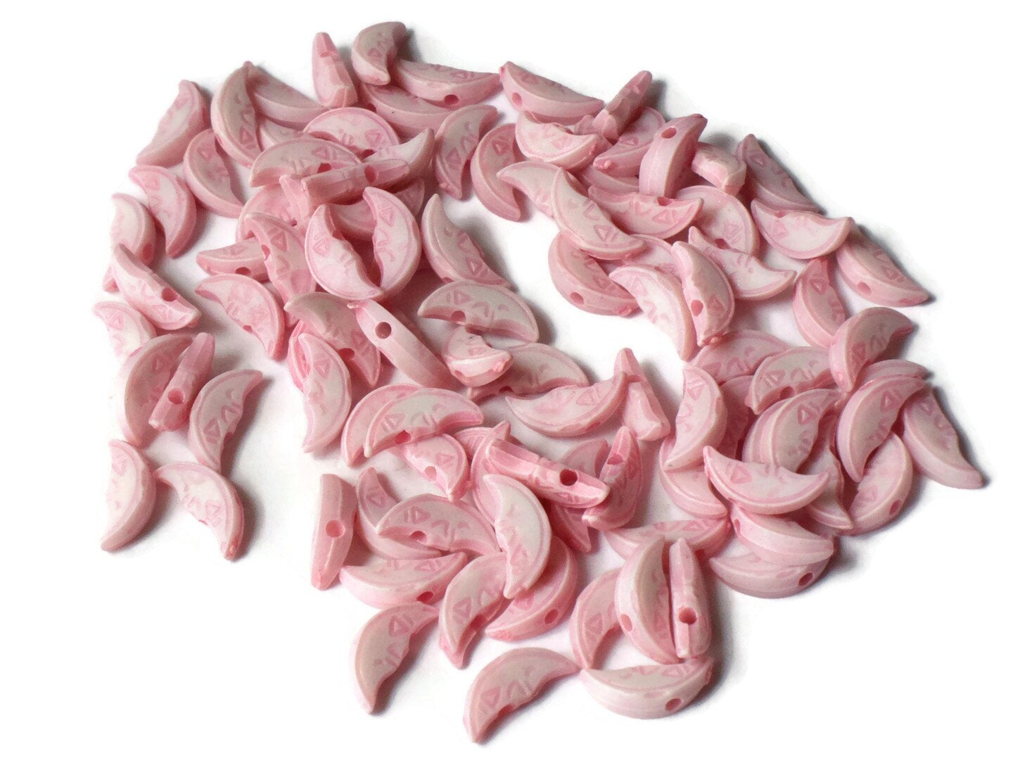 100 12x5mm Baby Pink Moon Beads Crescent Moon Beads Plastic Man In The Moon Celestial Beads