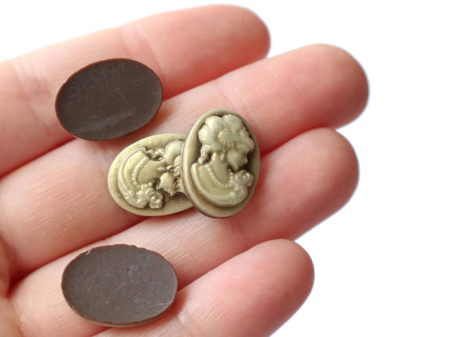 10 18x13mm Brown Cameo Cabochons Resin Cabochons Victorian Cabochons