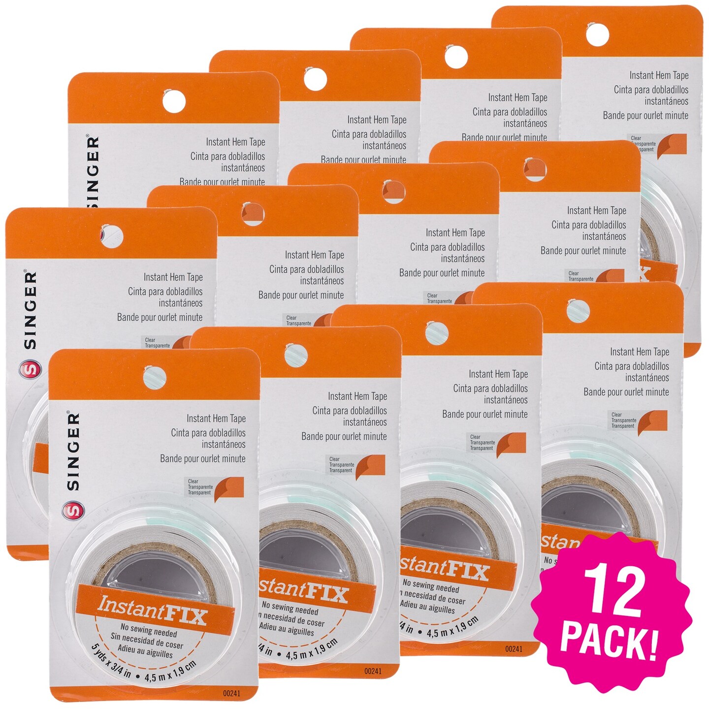 Multipack of 12 - Singer Instant Bond Double-Sided Fabric Tape-.75"X15'
