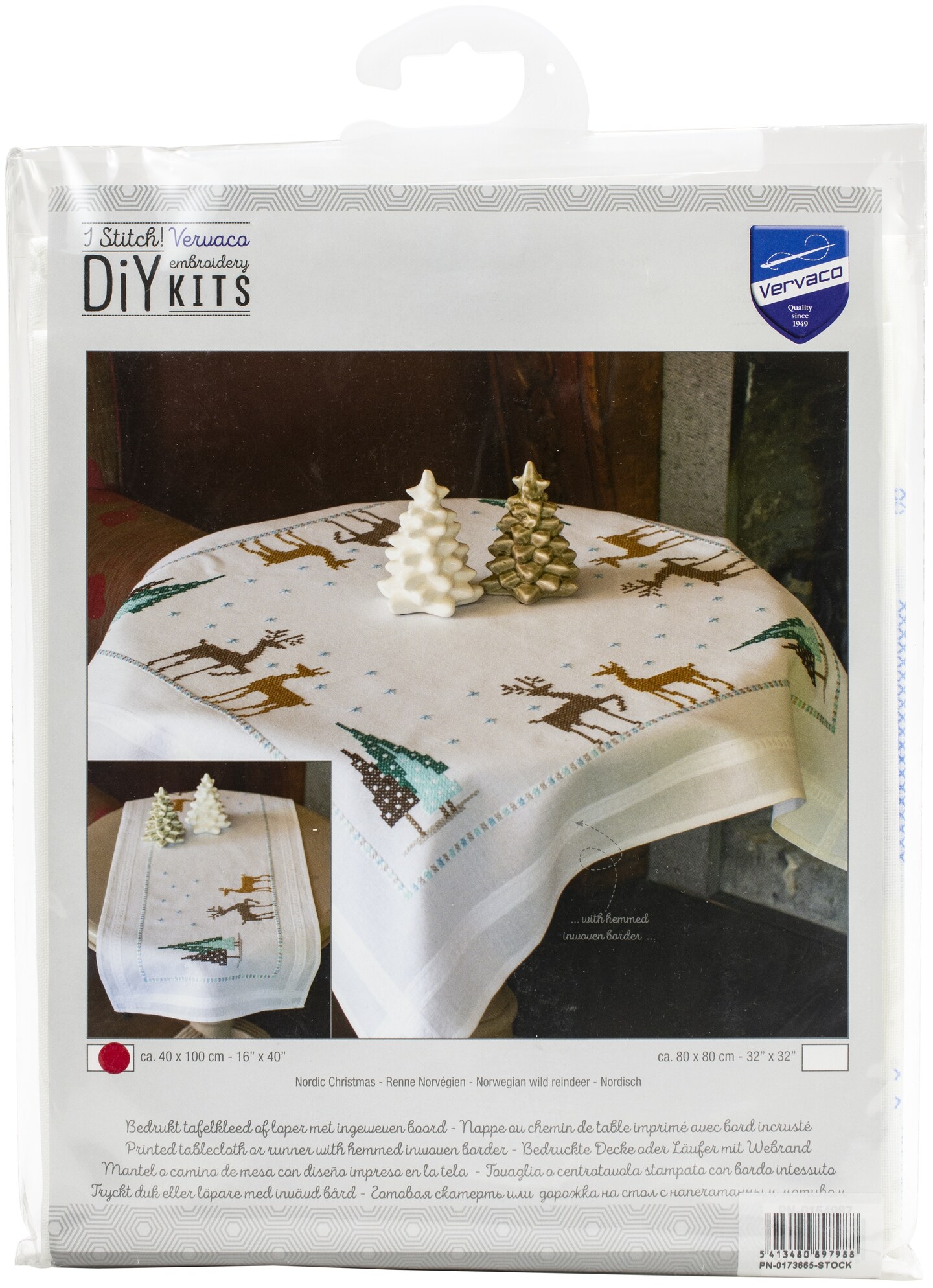 Vervaco Stamped Table Runner Cross Stitch Kit 16&#x22;X40&#x22;-Norwegian Wild Reindeer
