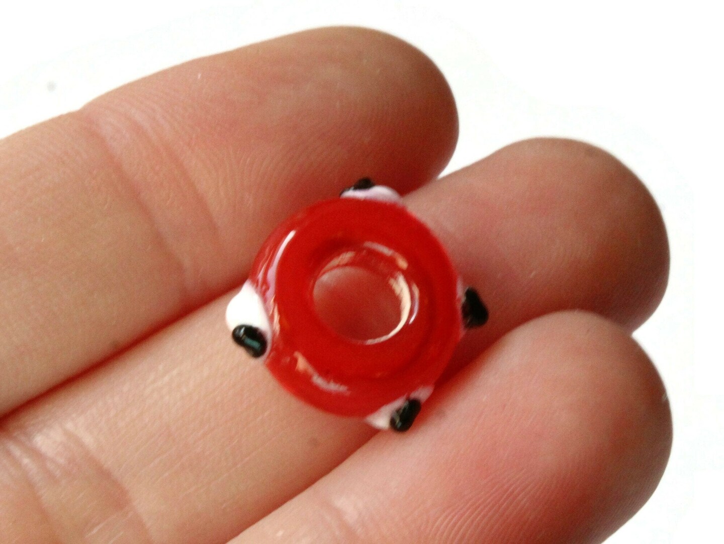10 Red Evil Eye Beads Lampwork Glass Large Hole Beads