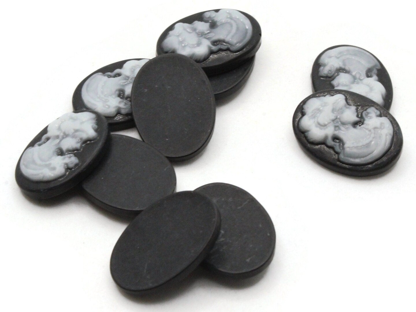 10 18x13mm Black Cameos Flatback Cameo Victorian Woman&#x27;s Face Resin Cabochons