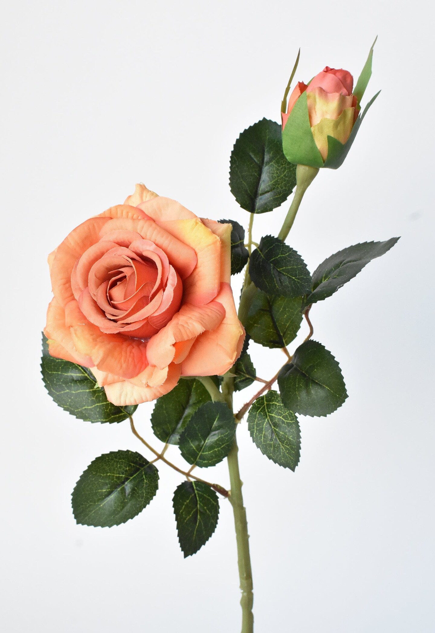 Peach Coral Rose Stem, Artificial Flowers, Fake Roses, Silk Roses, Faux  Flowers