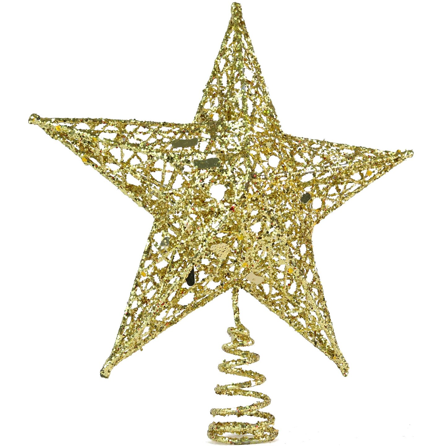 Ornativity Gold Star Tree Topper - Christmas Glitter Star Ornament Treetop Decoration