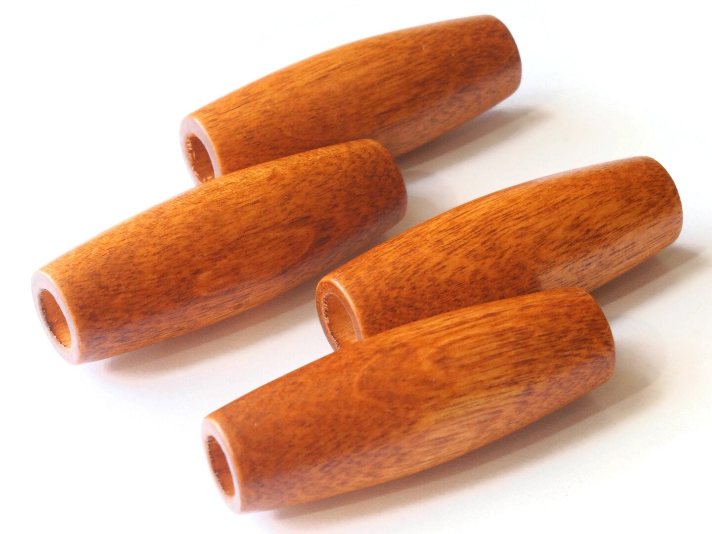 4 2 Inch Long Large Brown Tube Beads Vintage Wood Beads Large Hole Wooden Beads