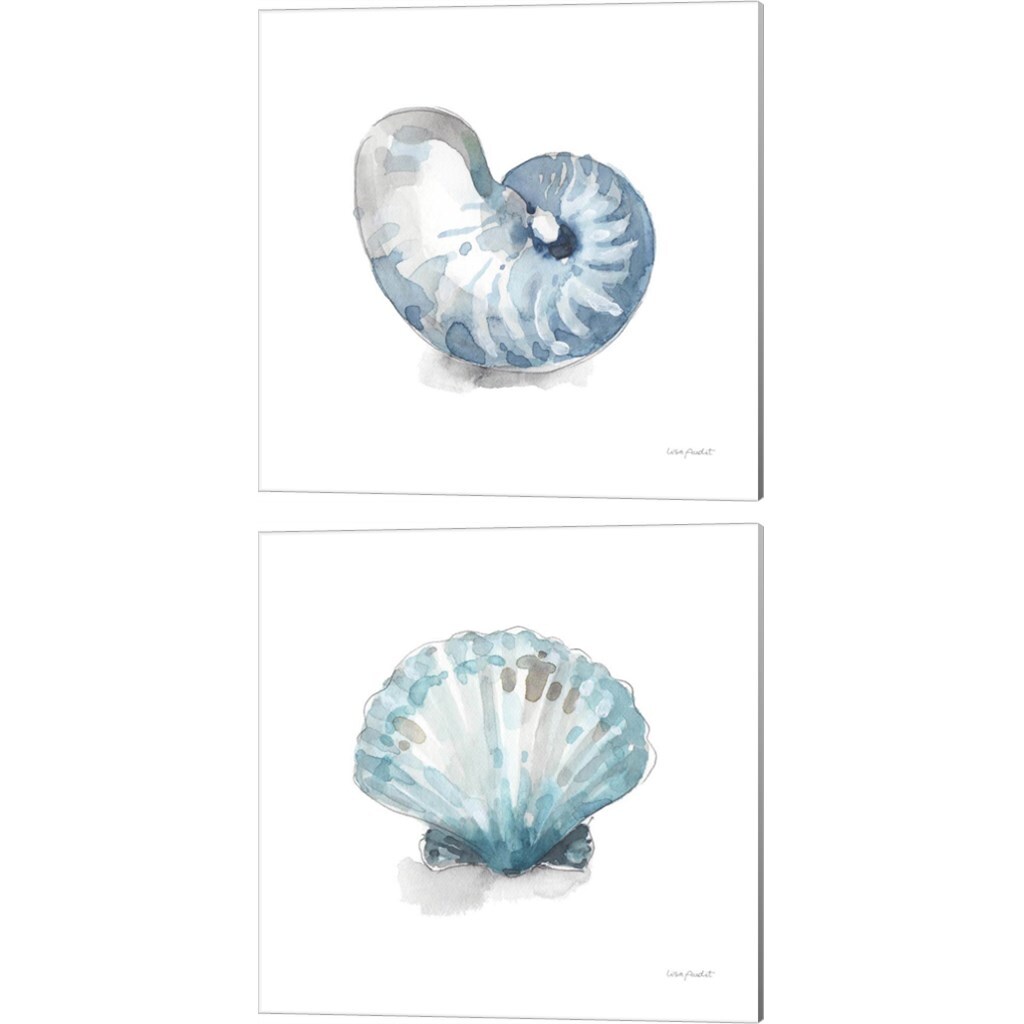 Blue Escape Coastal B by Lisa Audit 14" x 14" Canvas Wall Art (Set of 2)