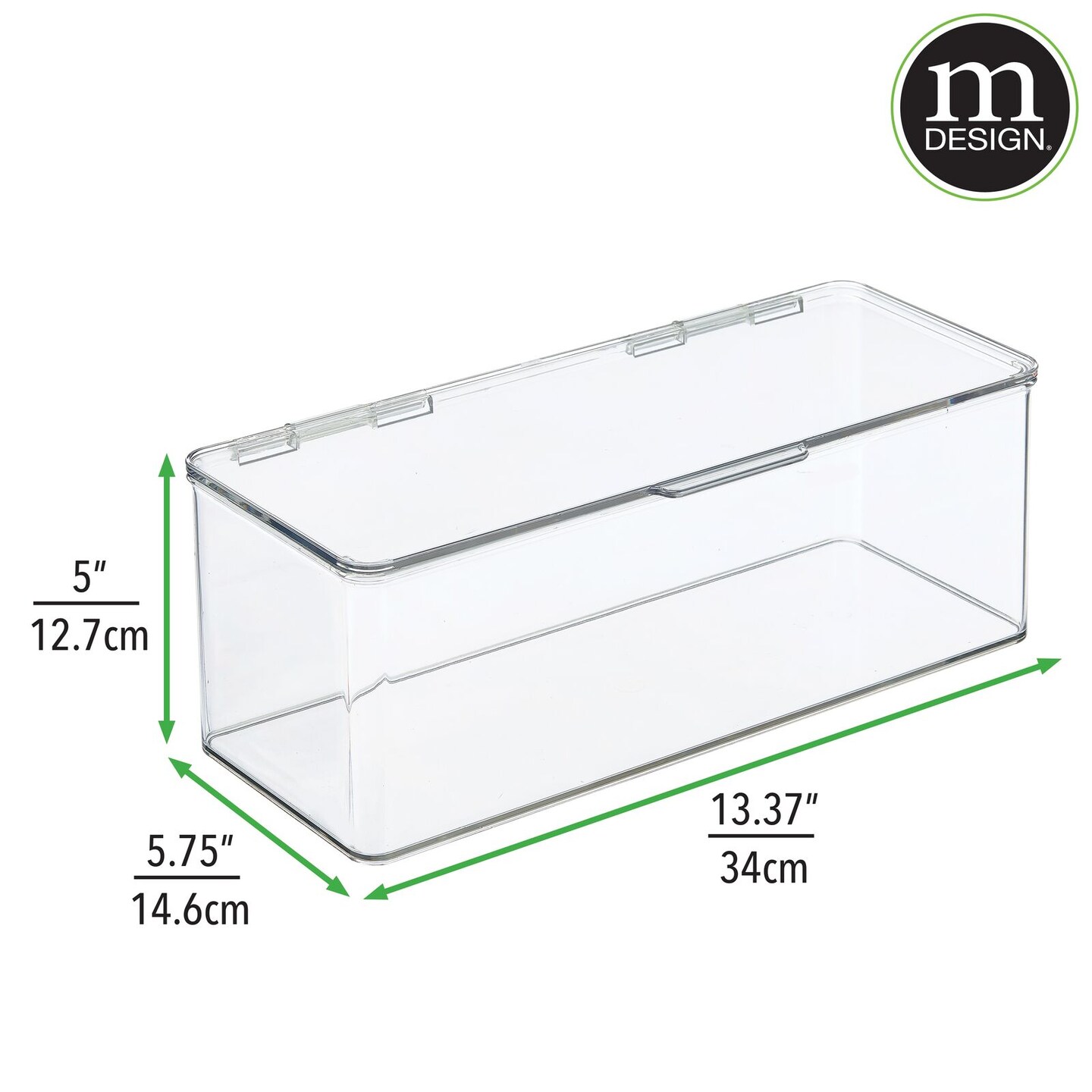 mDesign Plastic Stackable Storage Bin with Hinged Lid - 8 Pack
