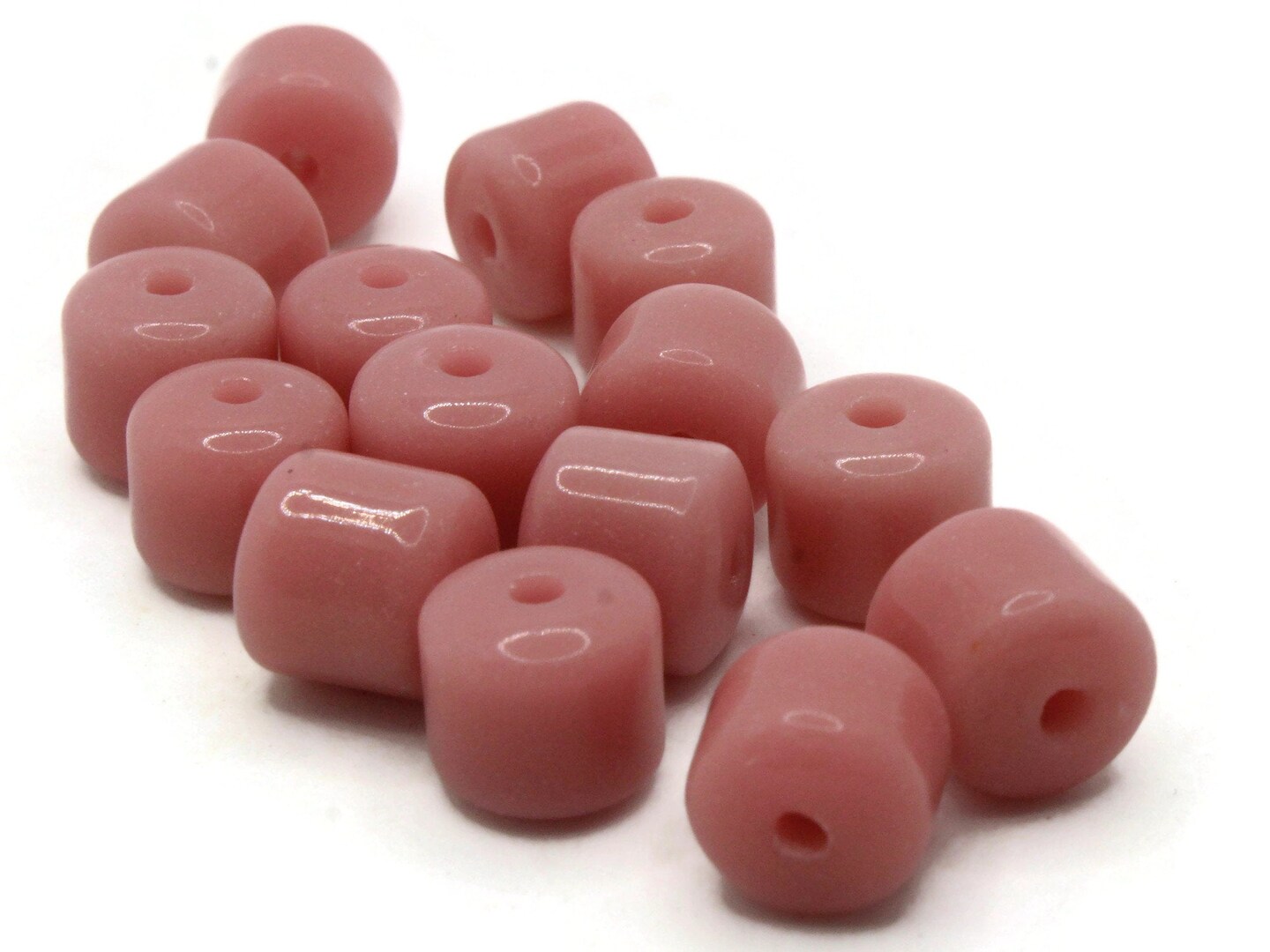 15 10mm Vintage Pink Glass Tube Beads