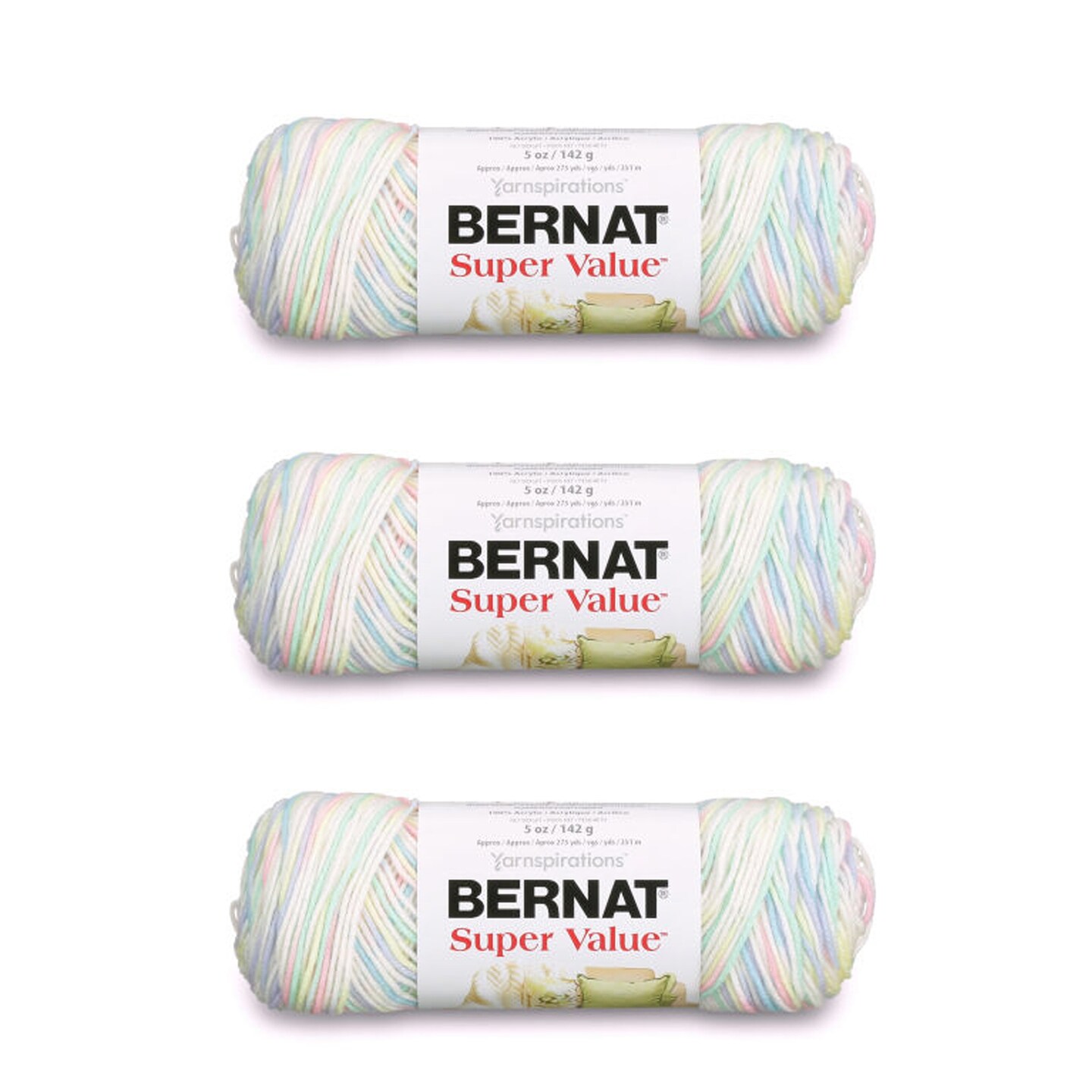 Bernat Super Value Twinkle Variegated Yarn - 3 Pack of 141g/5oz - Acrylic - 4 Medium (Worsted) - 275 Yards - Knitting/Crochet