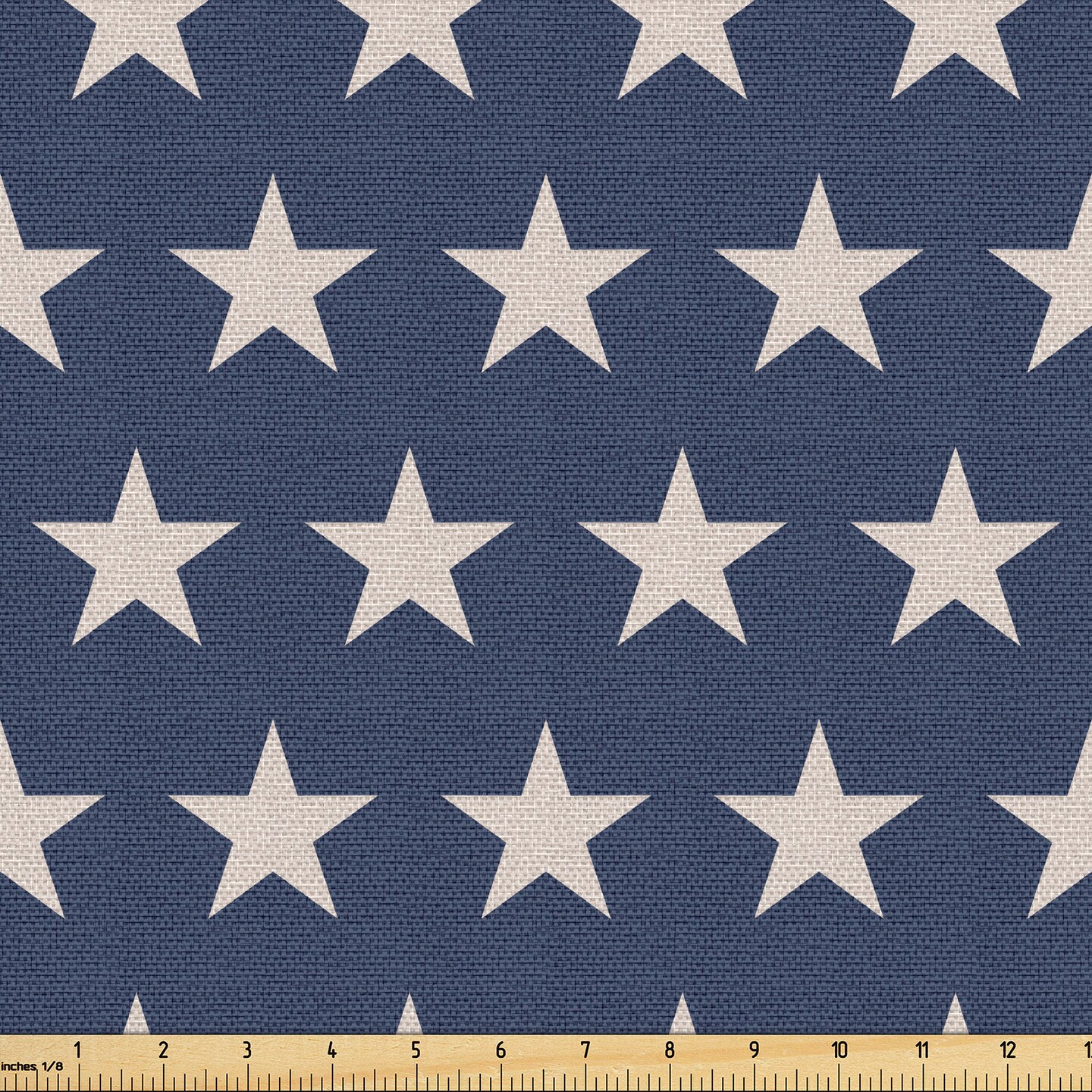 Ambesonne Star Fabric by the Yard, Patriotic Star of the American Flag Independence Themed Freedom Concept USA, Decorative Fabric for Upholstery and Home Accents, 5 Yards, Violet Blue and Tan
