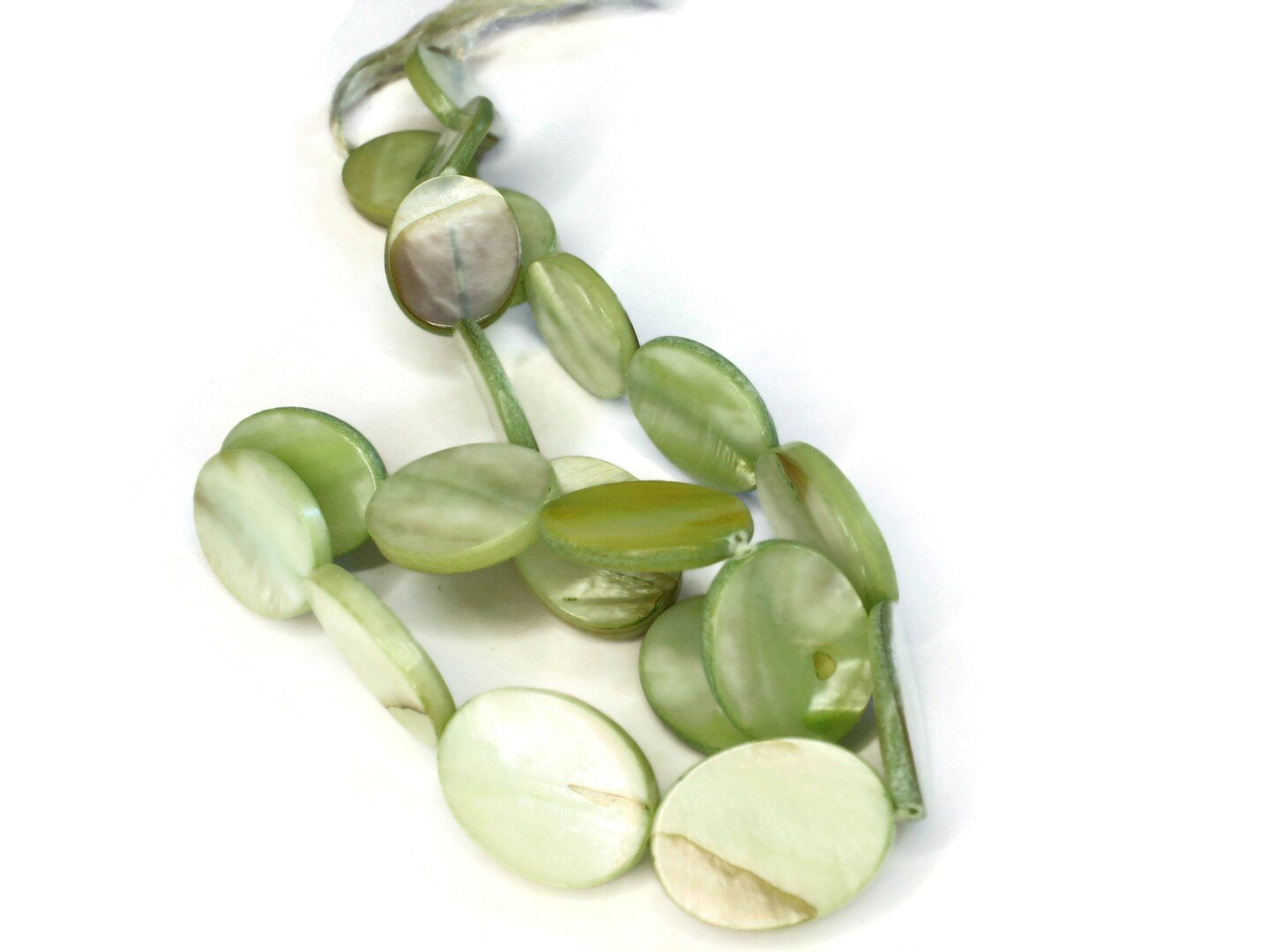 20mm Green Mother of Pearl Oval Disc Beads Dyed Shell Beads Seashell Beads