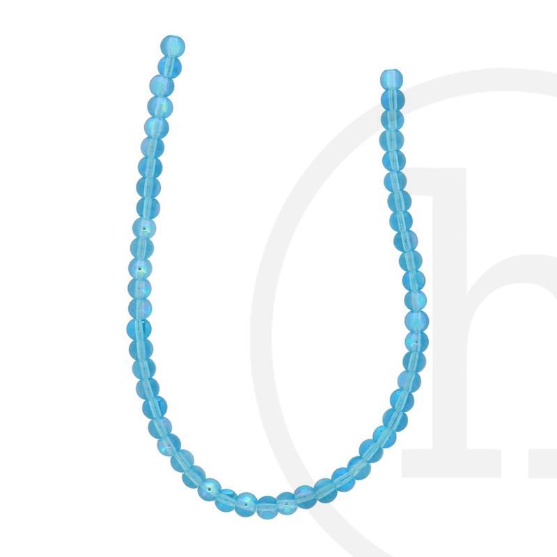 Glass Beads Round Aqua Ab Finish