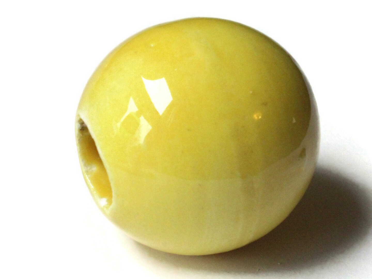 38mm Round Yellow Bead Vintage Macrame Ceramic Porcelain Bead
