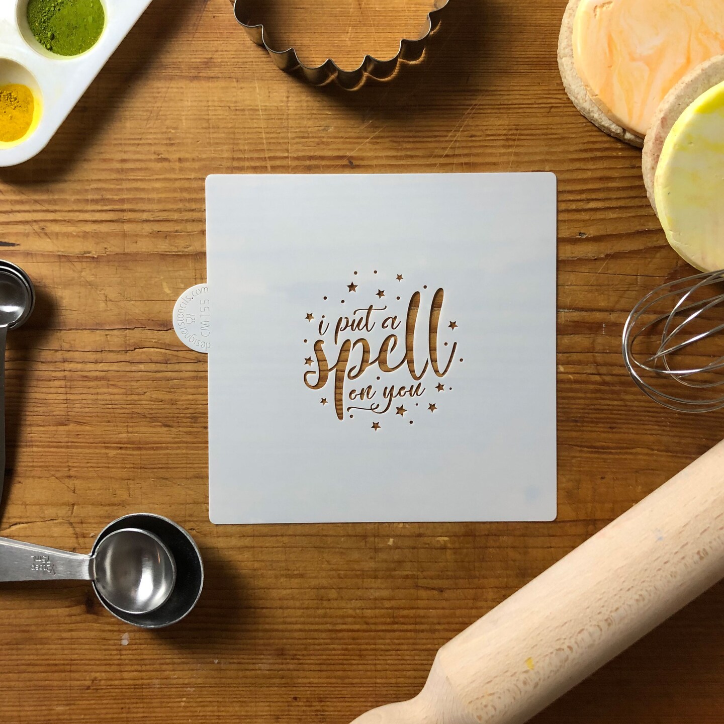 I Put A Spell On You Cookie & Craft Stencil | CM155 by Designer Stencils | Cookie Decorating Tools | Baking Stencils for Royal Icing, Airbrush, Dusting Powder | Craft Stencils for Canvas, Paper, Wood | Reusable Food Grade Stencil
