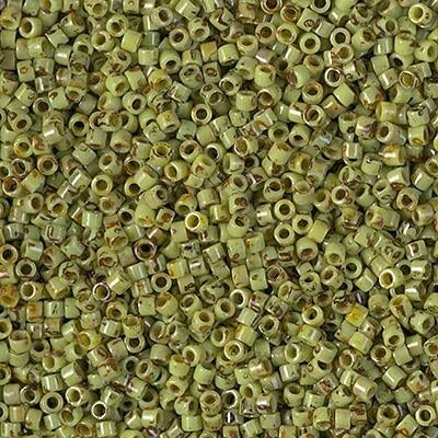 Miyuki Delica Bead 11/0, DB2265, Opaque Chartreuse Picasso, 5 grams