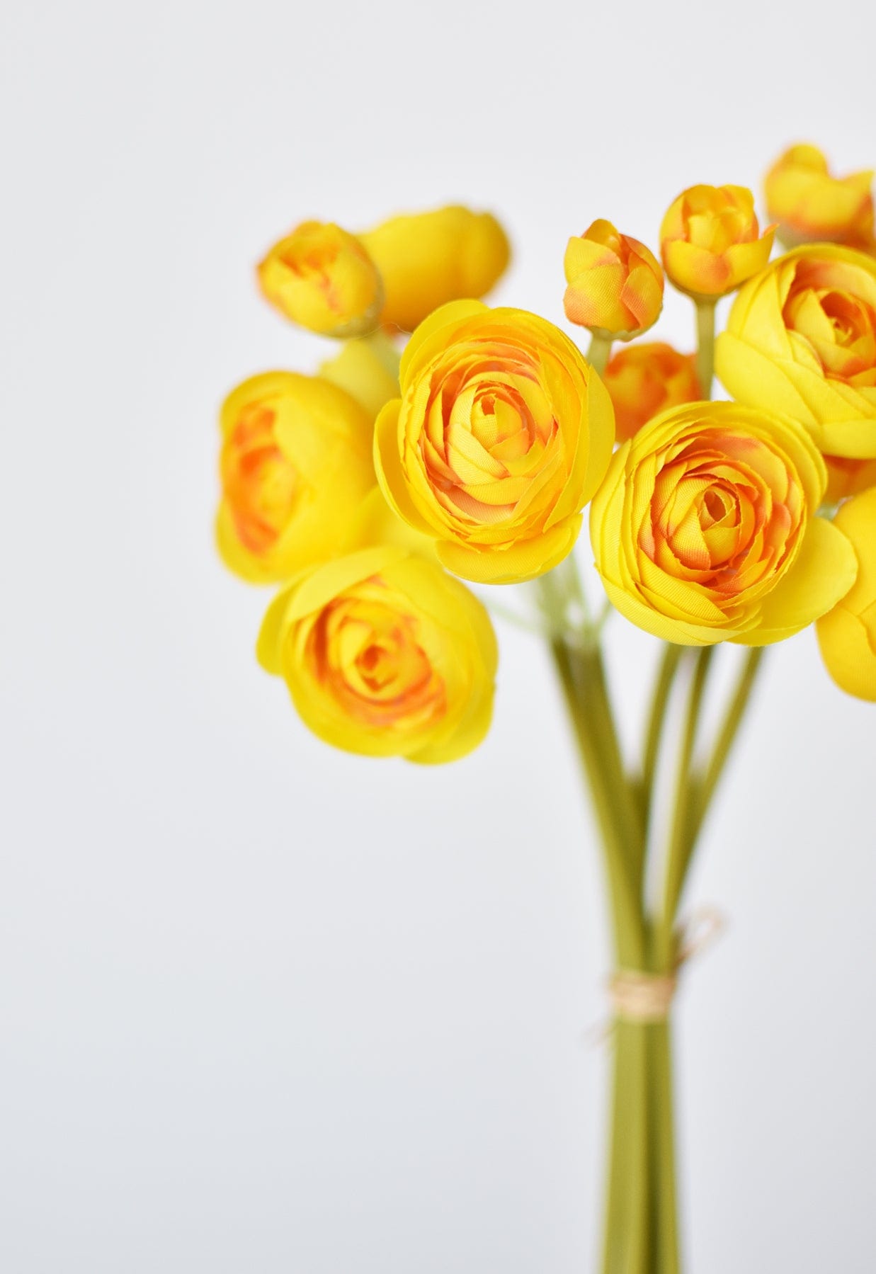 10&#x22; Faux Yellow Ranunculus Stem Bundle