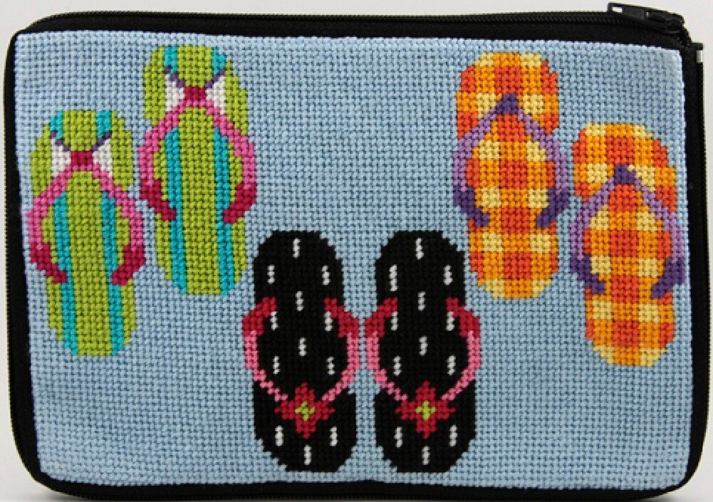 Cosmetic Purse - Flip Flops - Needlepoint Kit