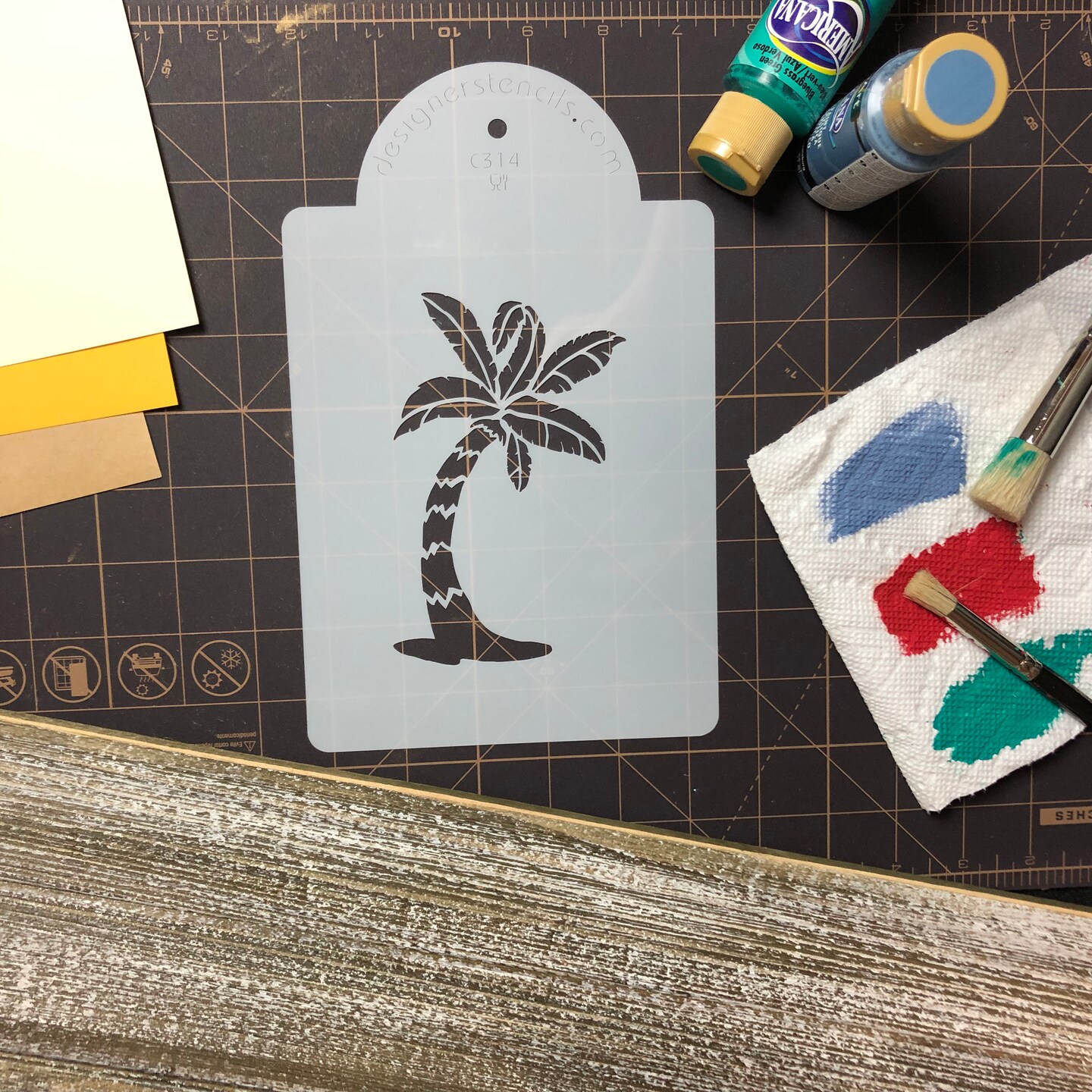 Palm Tree Cake Stencil | C314 by Designer Stencils | Cake Decorating Tools | Baking Stencils for Royal Icing, Airbrush, Dusting Powder | Reusable Plastic Food Grade Stencil for Cakes | Easy to Use &#x26; Clean Cake Stencil