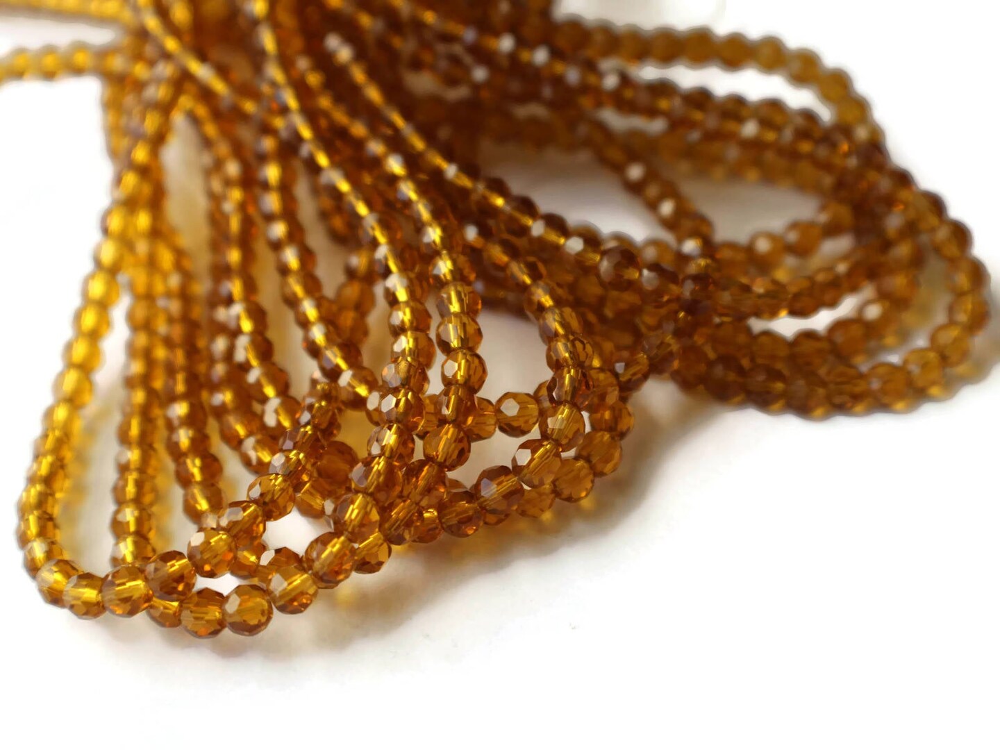 4mm Brown Faceted Round Glass Beads