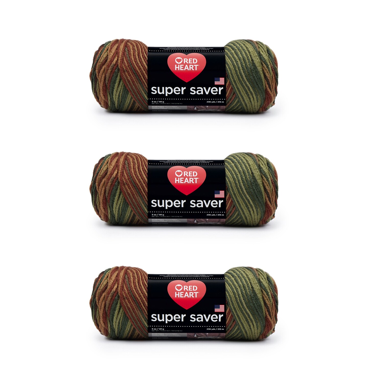 Red Heart Super Saver Fall Yarn - 3 Pack of 141g/5oz - Acrylic - 4 Medium (Worsted) - 364 Yards - Knitting/Crochet