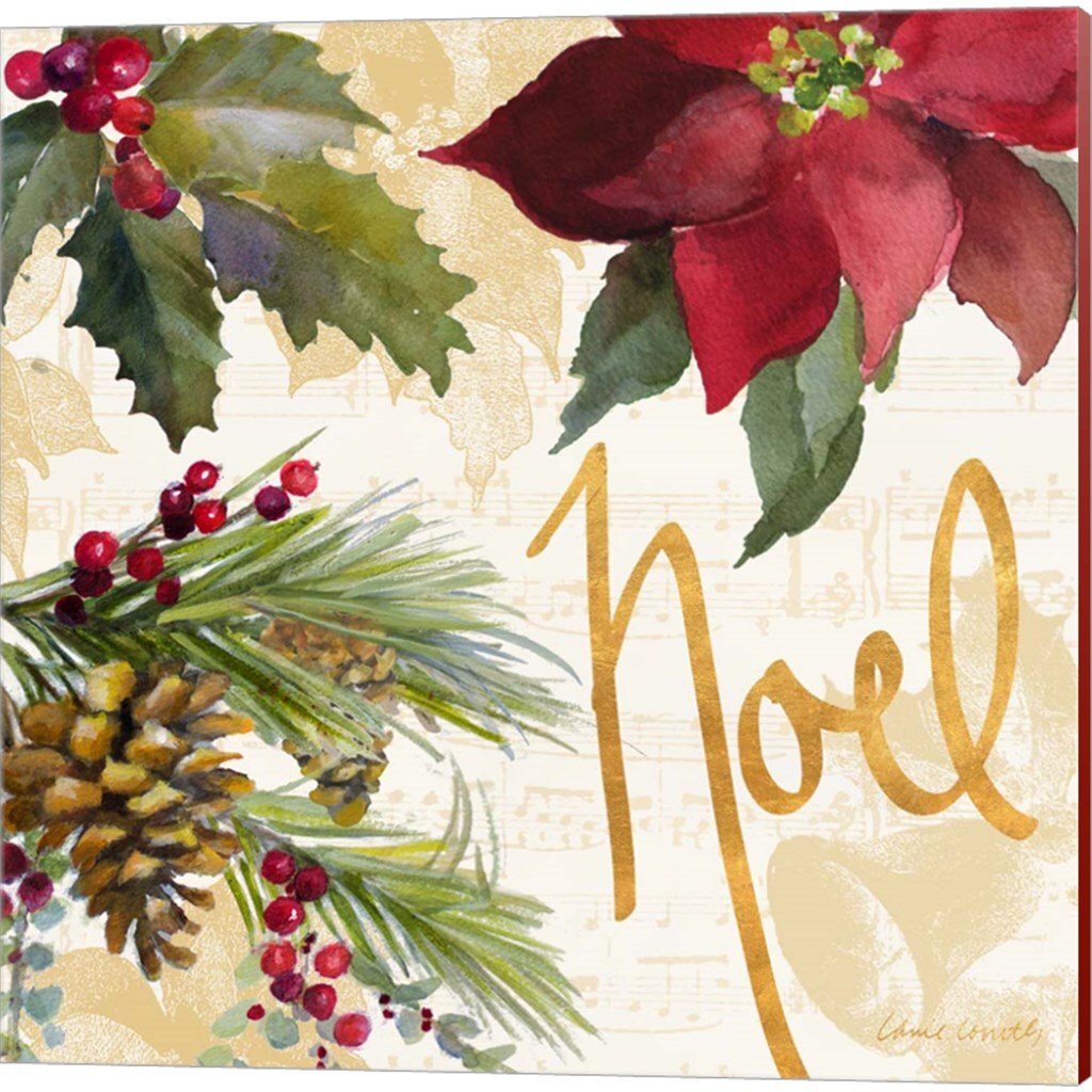 Christmas Poinsettia by Lanie Loreth 14&#x22; x 14&#x22; Canvas Wall Art (Set of 2)